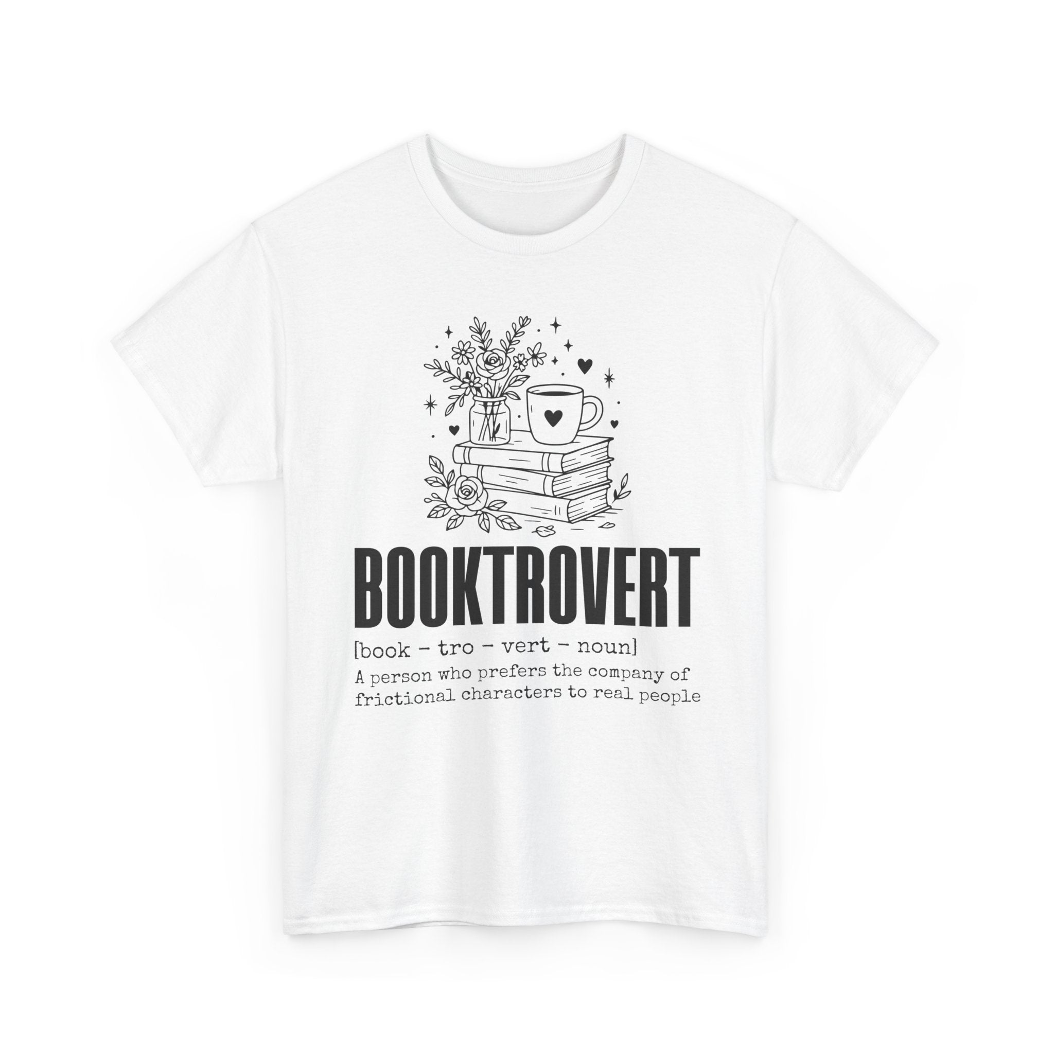 Booktrovert Graphic Tee — "Booktrovert" Definition, Books & Coffee Design Unisex Cotton Tee