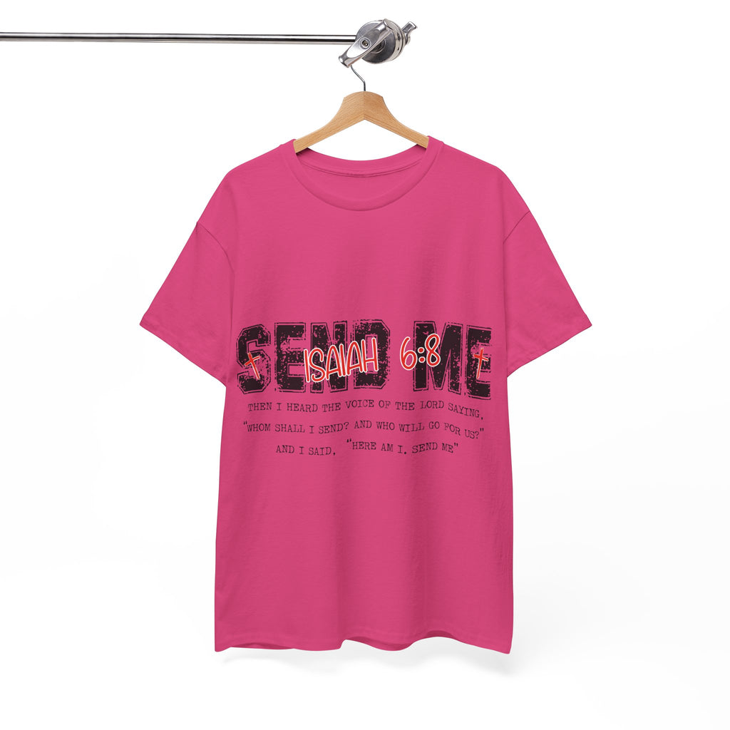 Here I Am Send Me Isaiah 6:8 T-Shirt — Christian Cross Graphic Unisex Cotton Tee