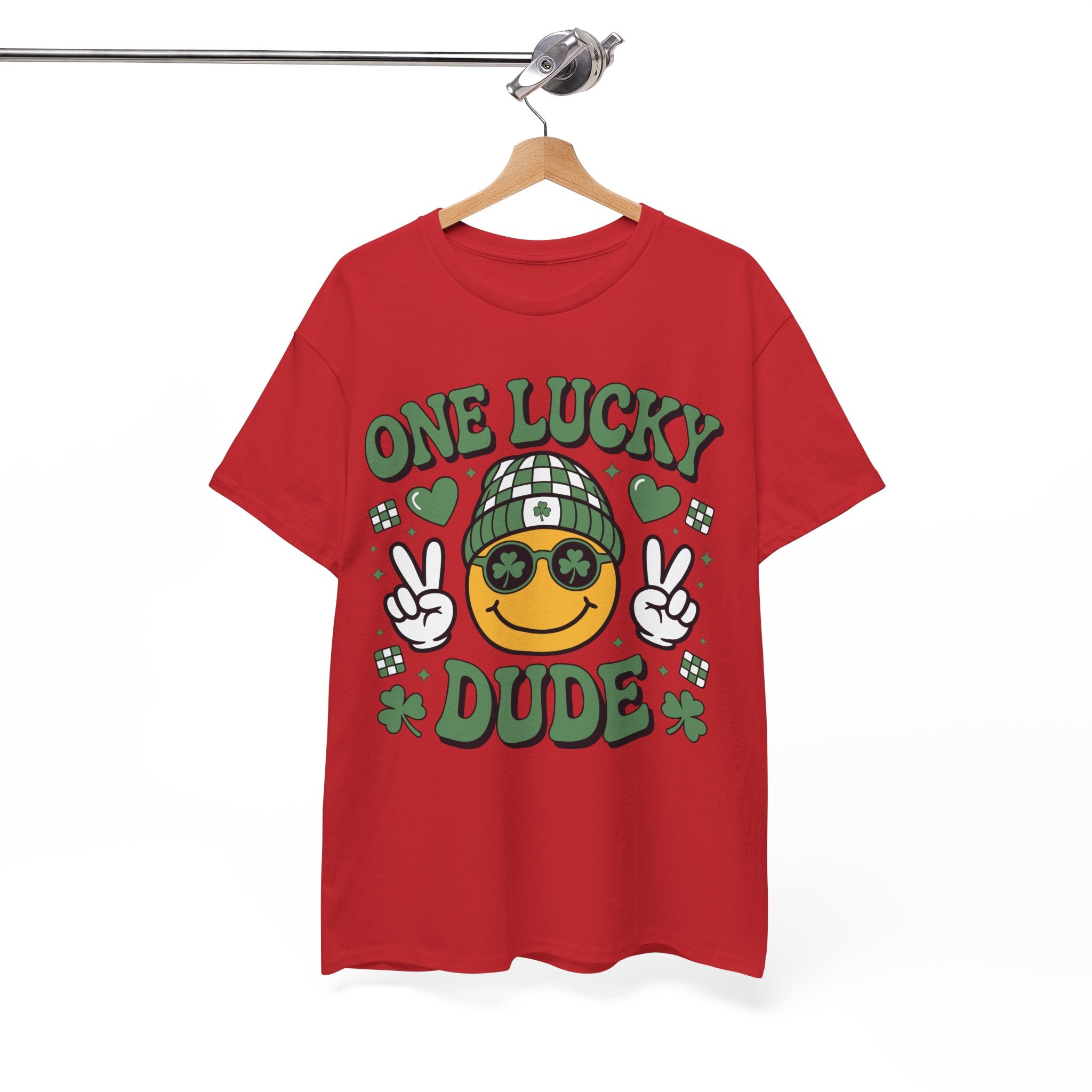 One Lucky Dude Shamrock Tee — St. Patrick's Day Smiley Unisex Cotton Tshirt