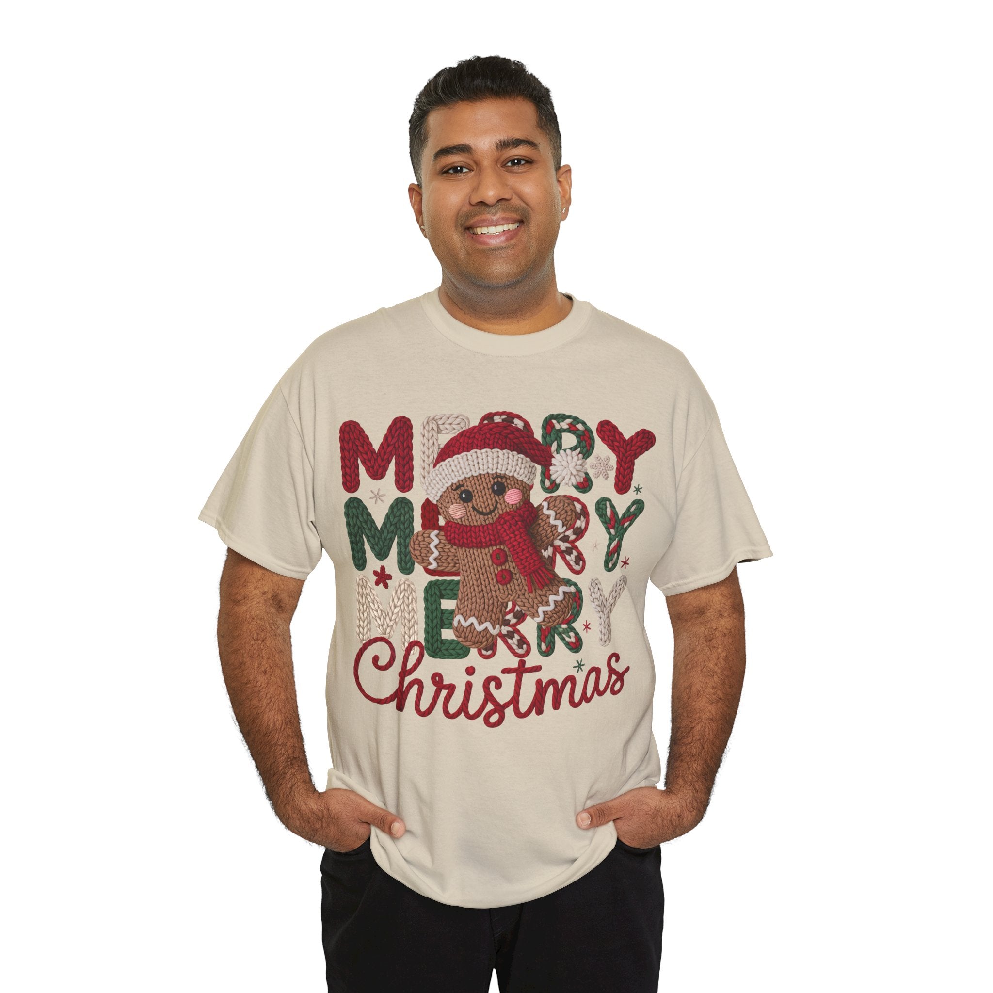 Merry Merry Merry Christmas Gingerbread Unisex Cotton Tee