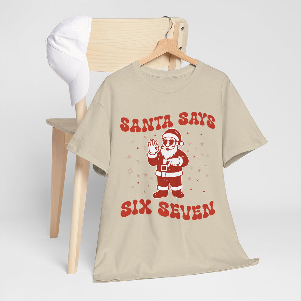 Retro 'Santa Says Six Seven' Christmas Unisex Cotton Tee