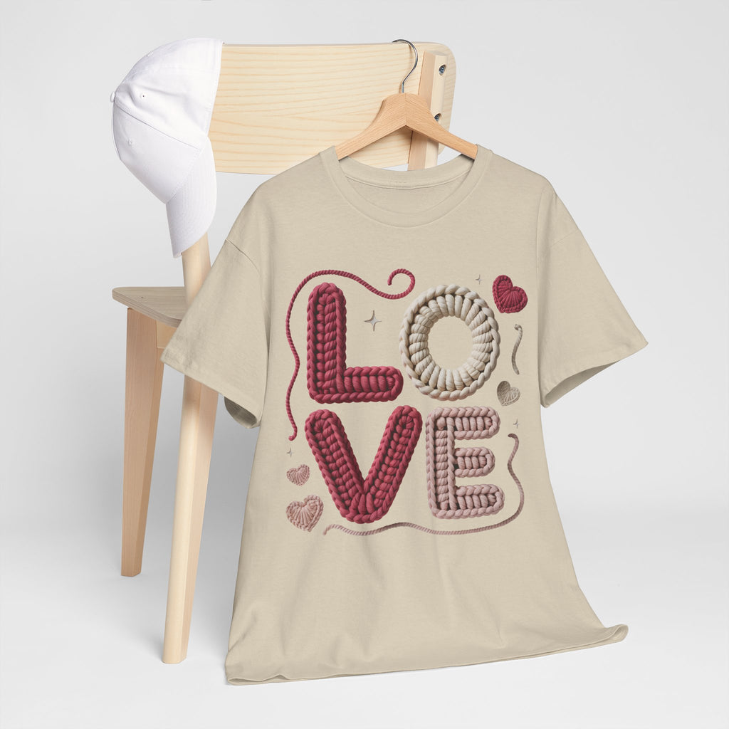 LOVE Faux Yarn Heart Unisex Cotton Tee