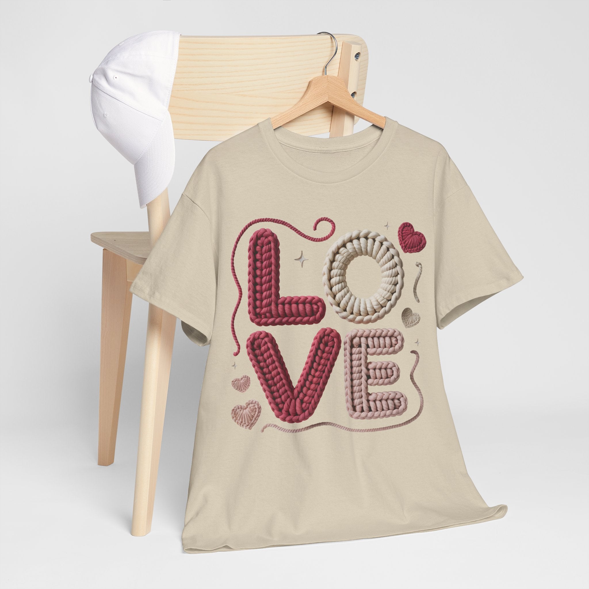LOVE Faux Yarn Heart Unisex Cotton Tee
