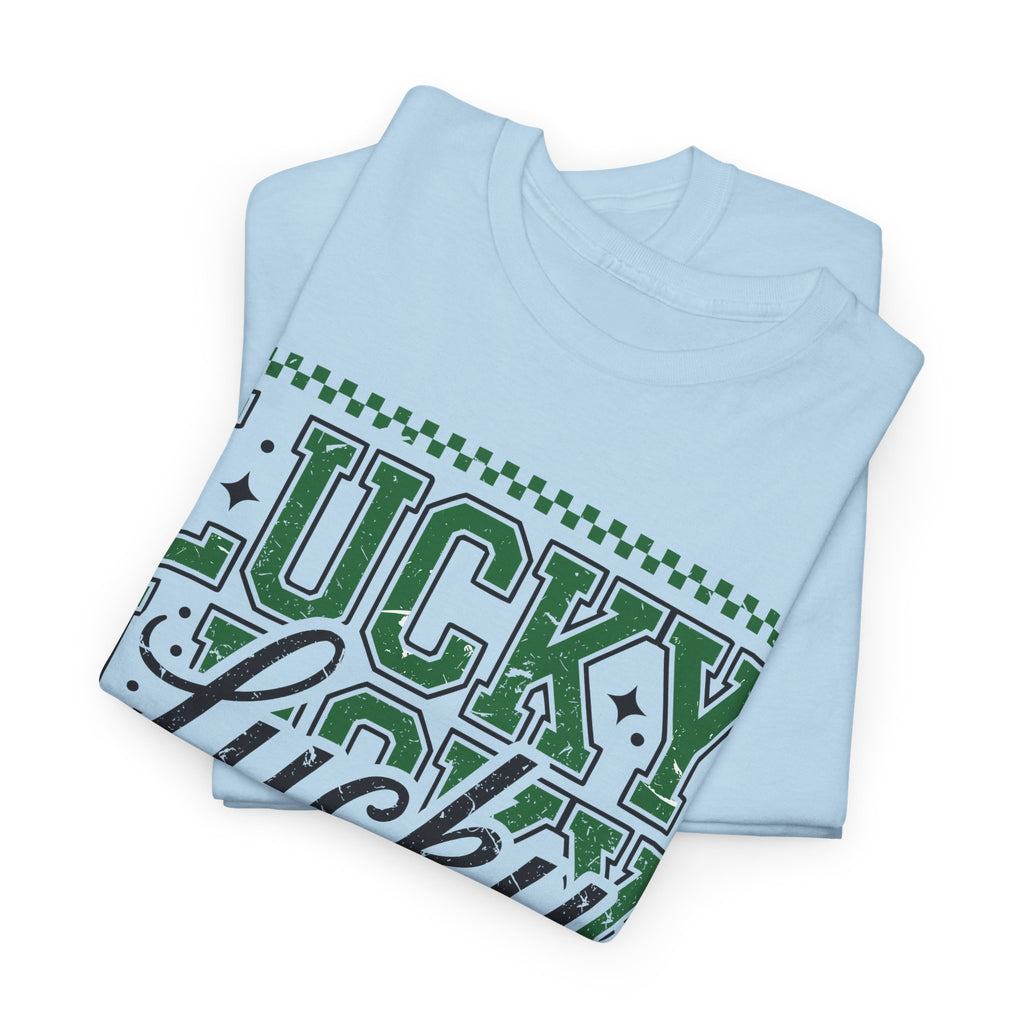 Lucky Varsity Tee — Layered Green ‘Lucky’ Graphic Unisex Cotton Tee
