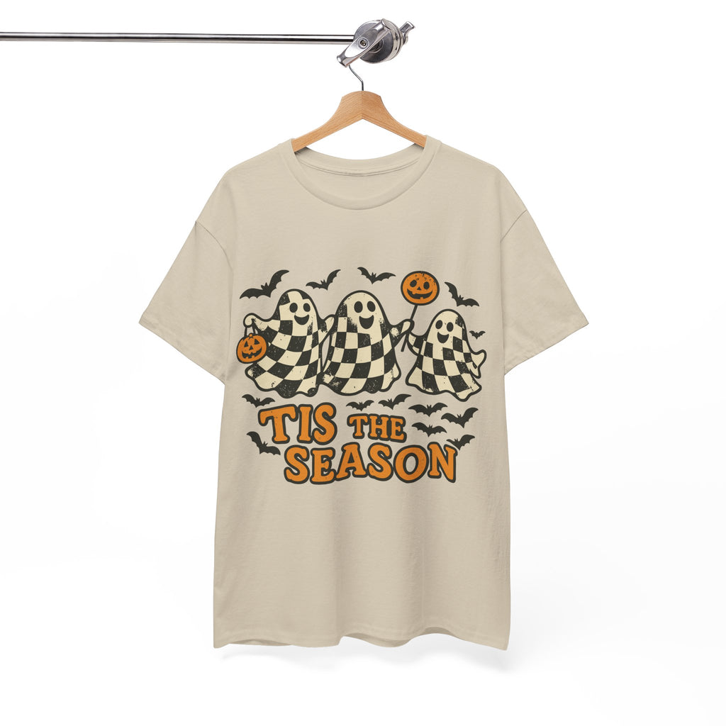Halloween Ghosts Checker Pattern Unisex Cotton Tee