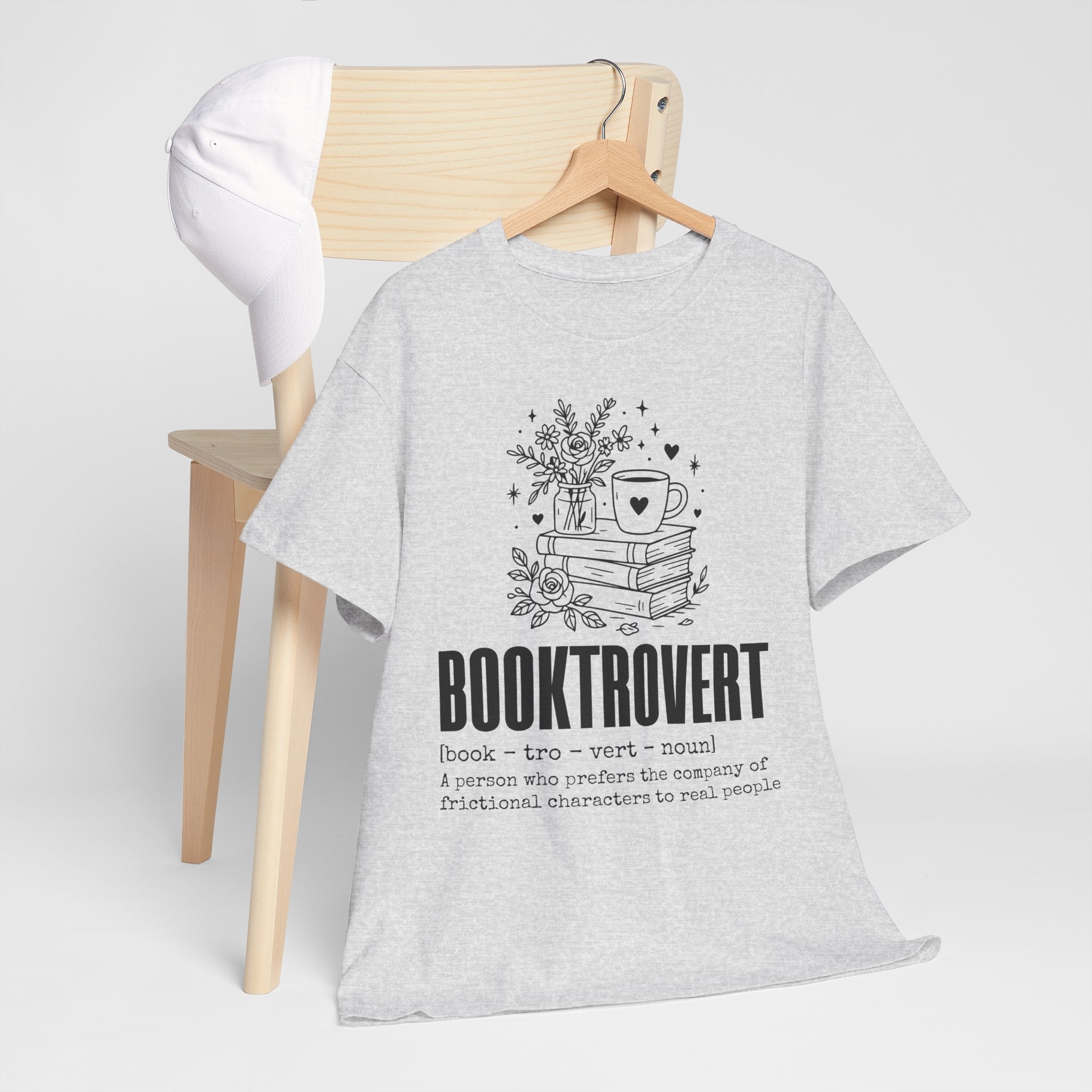 Booktrovert Graphic Tee — "Booktrovert" Definition, Books & Coffee Design Unisex Cotton Tee
