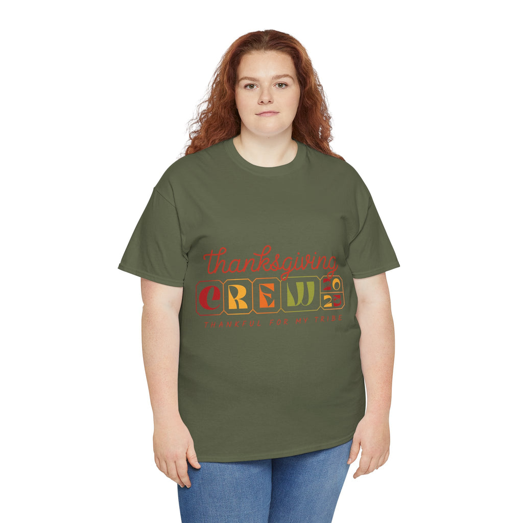 Thanksgiving Crew 2025 Tee — "Thankful for My Tribe" Autumn Holiday Unisex Cotton Tshirt