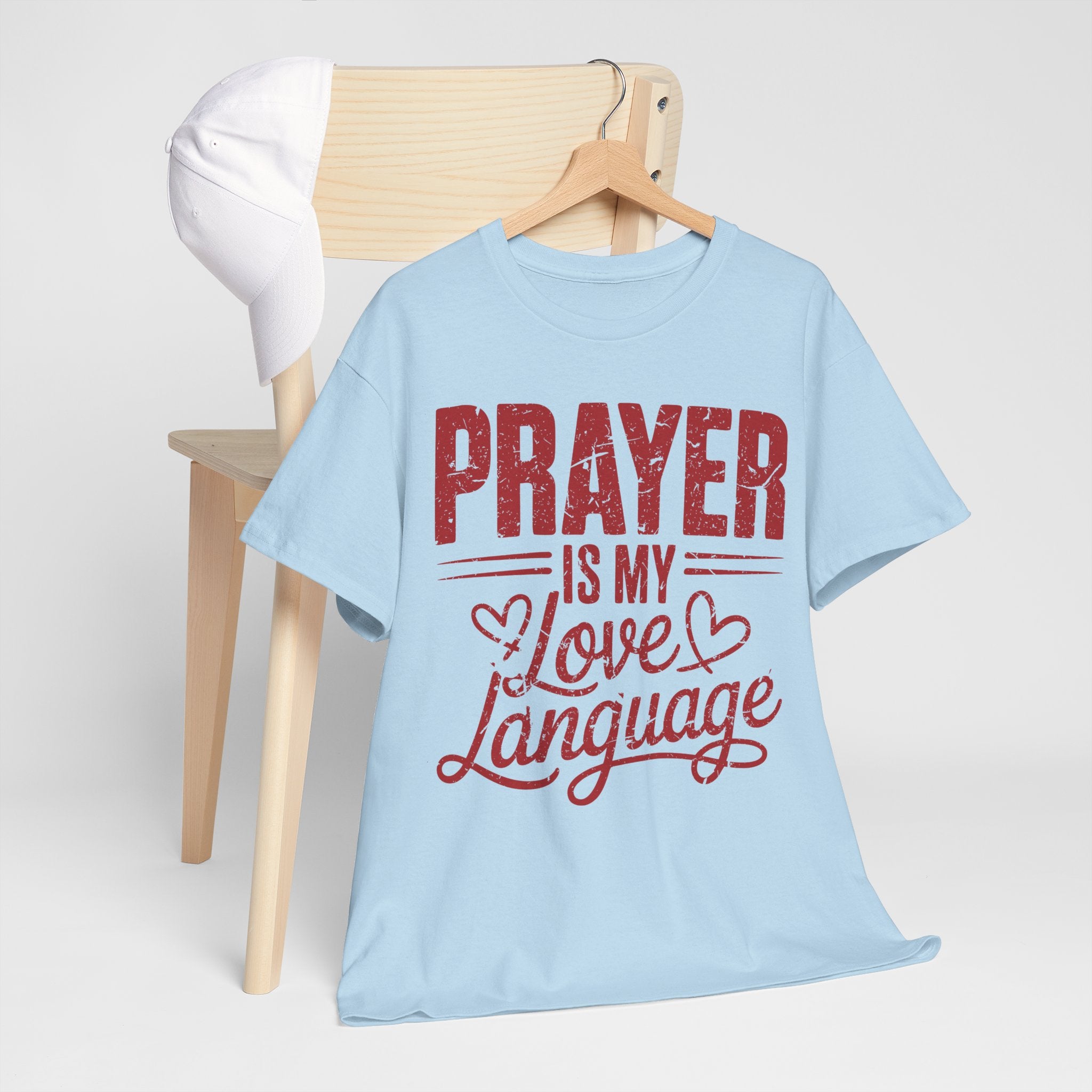 Prayer Is My Love Language T-Shirt — Faith-Inspired Red Hearts Unisex Cotton Tee