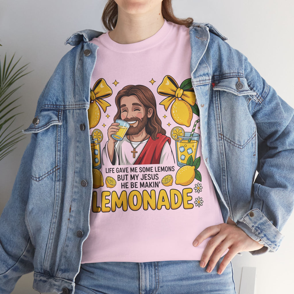 Jesus Drinking Lemonade T-Shirt — "Life Gave Me Some Lemons" Christian Unisex Cotton Tee