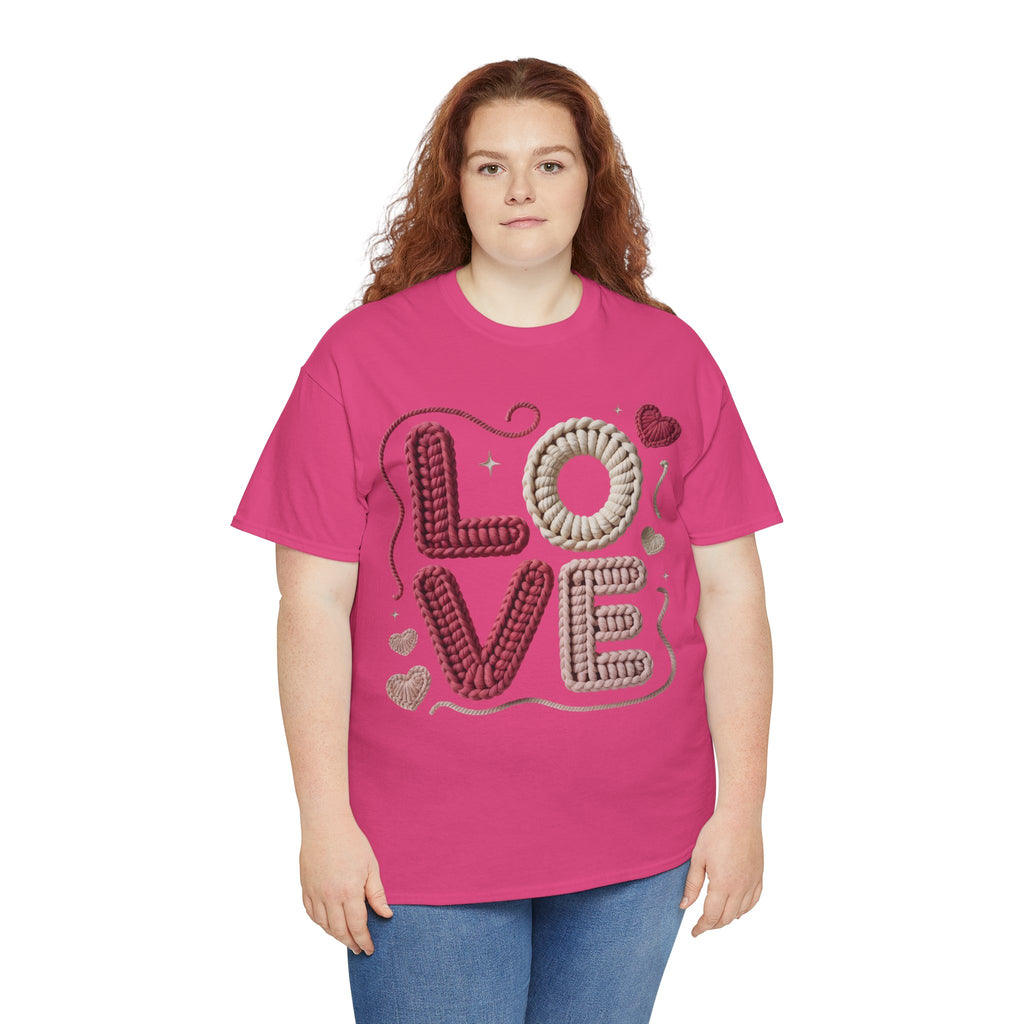 LOVE Faux Yarn Heart Unisex Cotton Tee