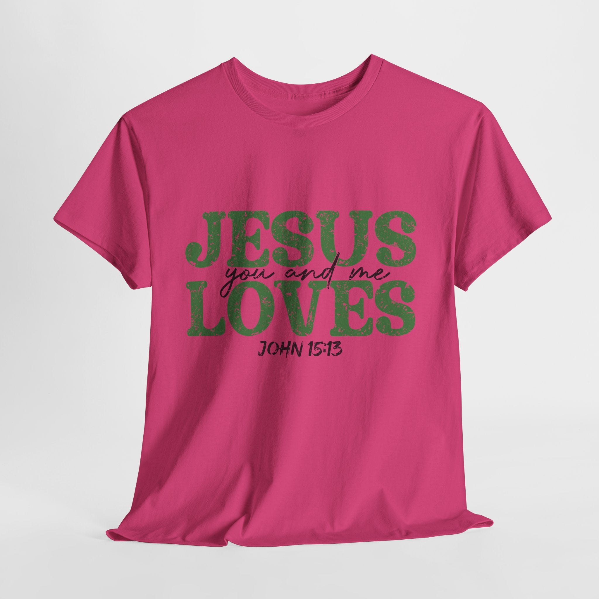 Jesus Loves Vintage Tee — Green Retro Christian Unisex Cotton T-Shirt
