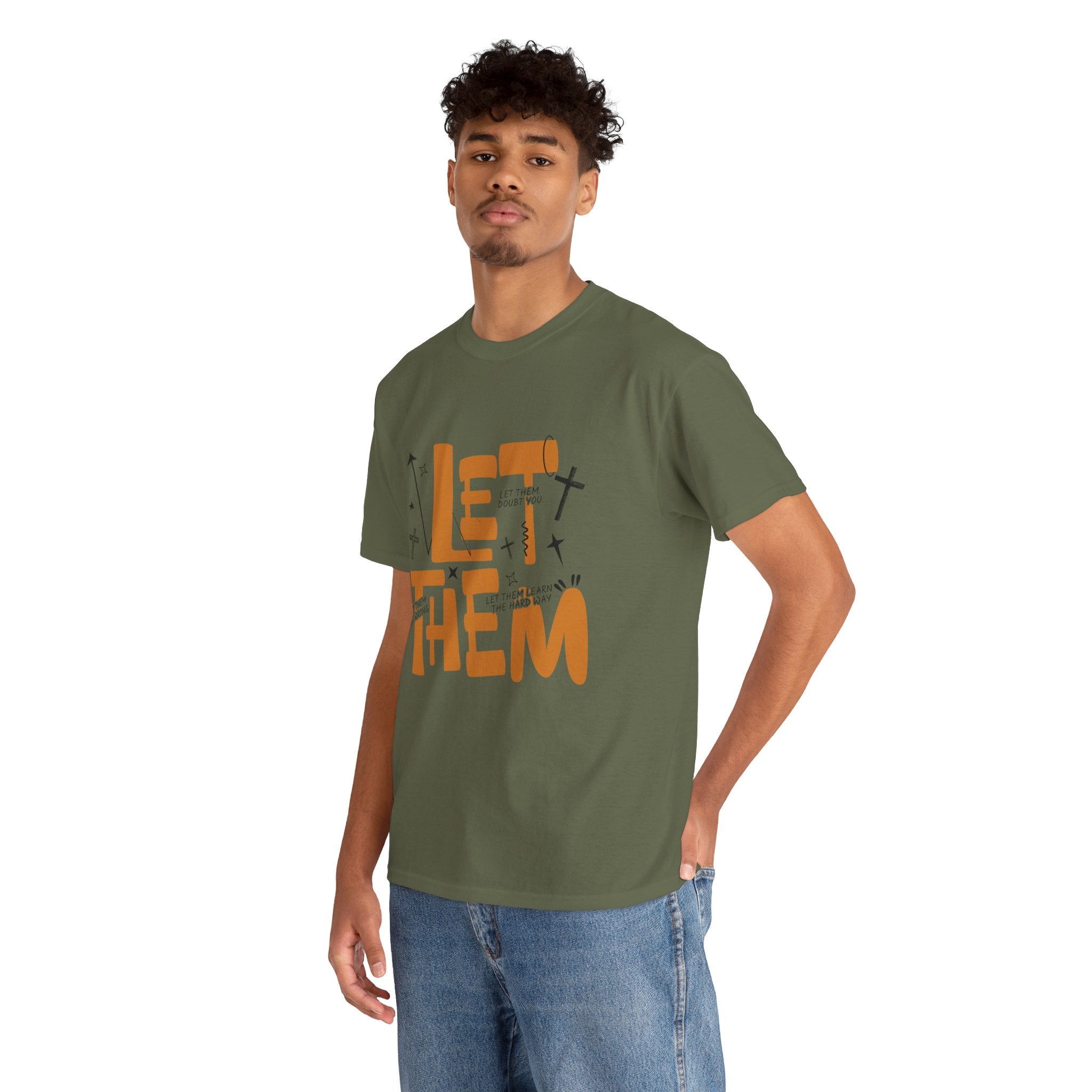 Let Them Retro Typography T-Shirt — Motivational Orange Design. Unisex Cotton Tee