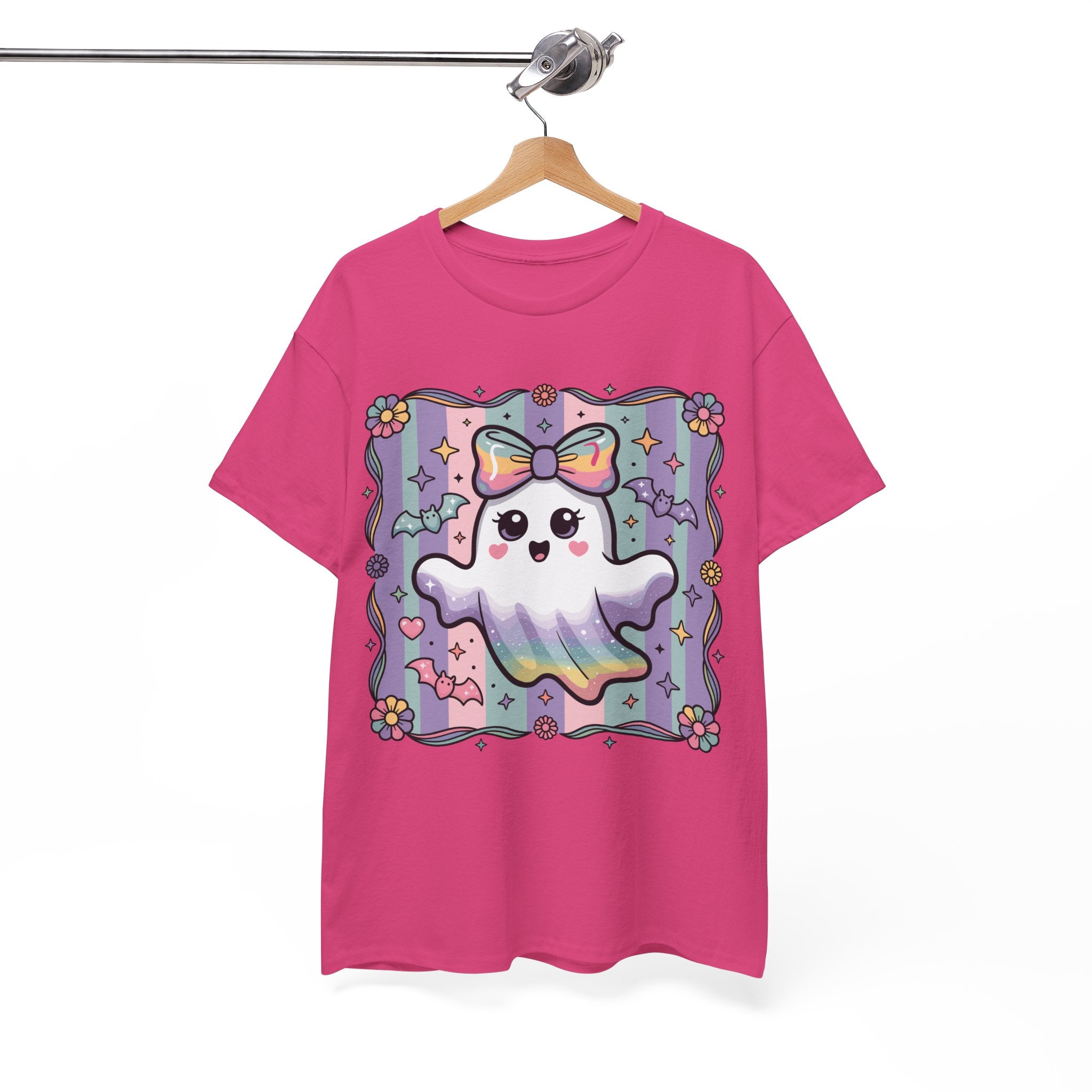 Pastel Ghost Rainbow Bow Unisex Cotton Tee