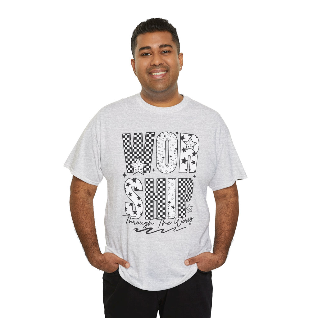 WORSHIP Through The Worry Checkerboard Unisex Cotton Tee
