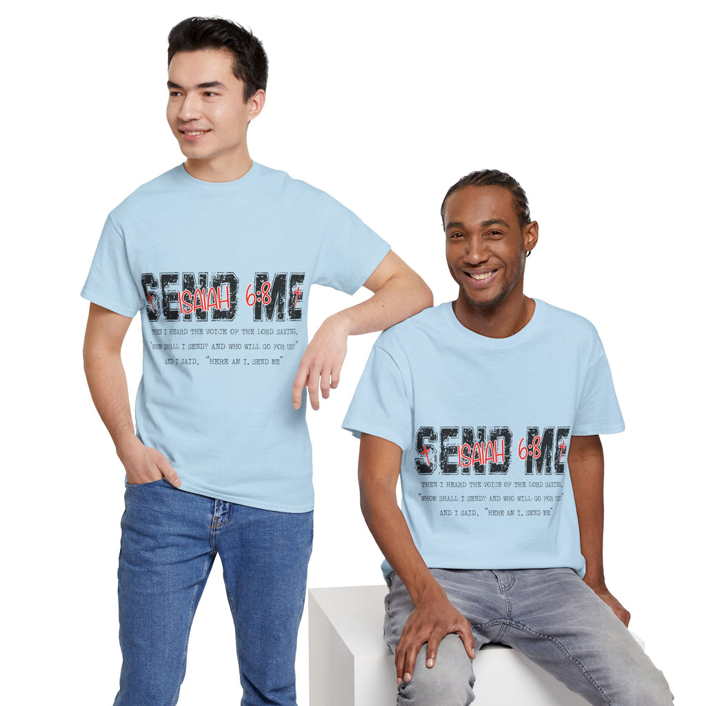 Here I Am Send Me Isaiah 6:8 T-Shirt — Christian Cross Graphic Unisex Cotton Tee