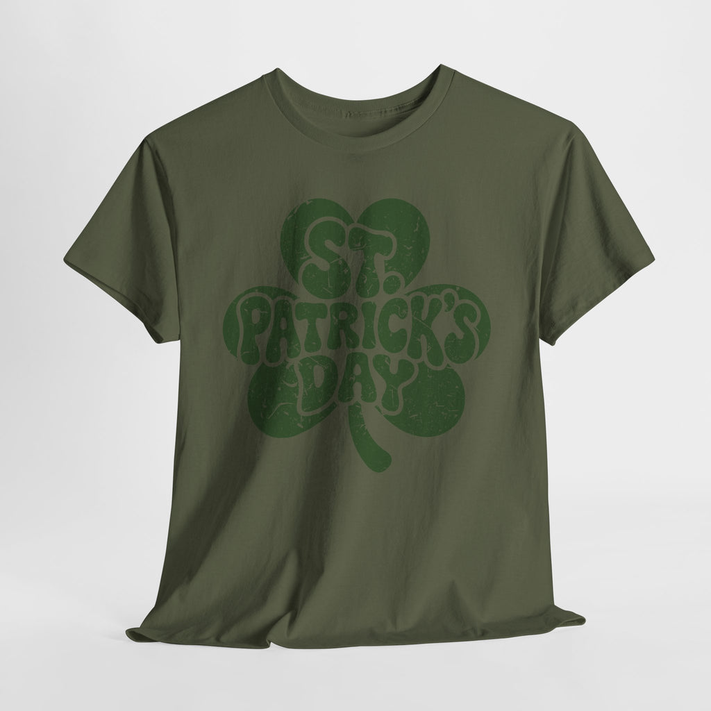 St. Patrick's Day Shamrock Tee — Retro Bubble Lettering Unisex Cotton Tee