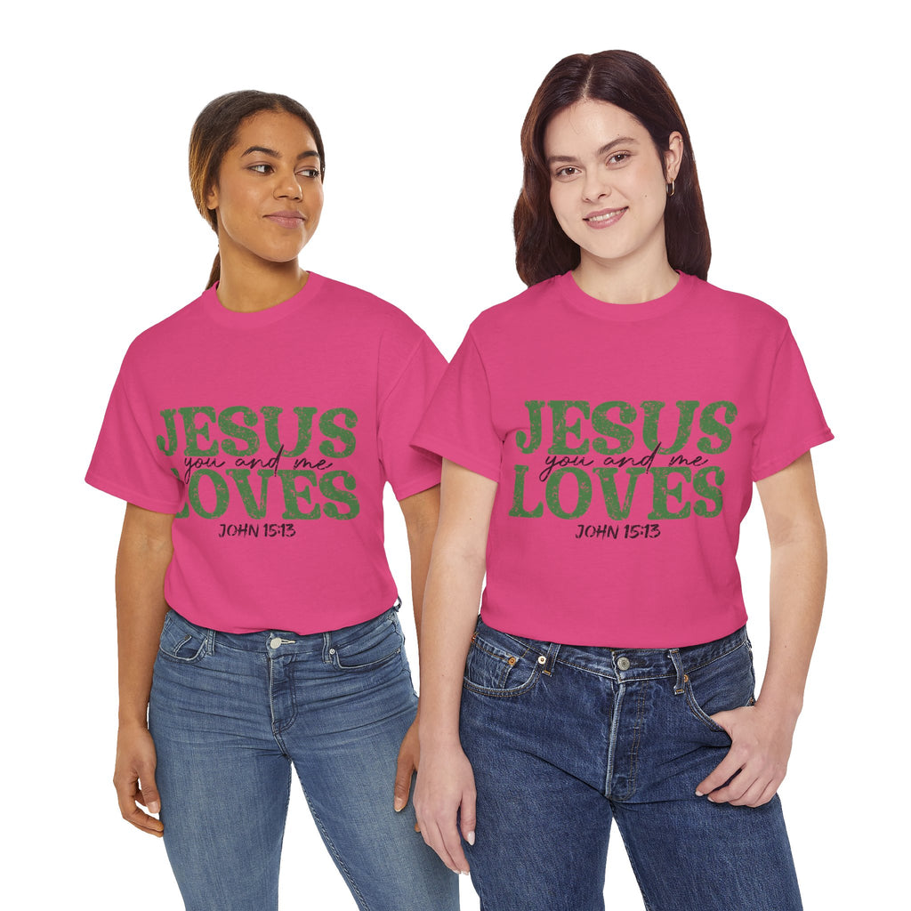 Jesus Loves Vintage Tee — Green Retro Christian Unisex Cotton T-Shirt