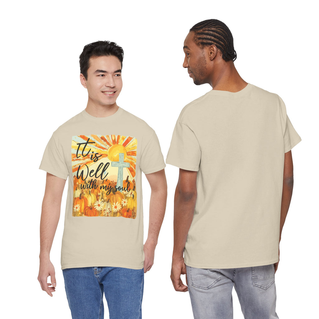 It Is Well With My Soul Pumpkin Sunrise Unisex Cotton T-Shirt