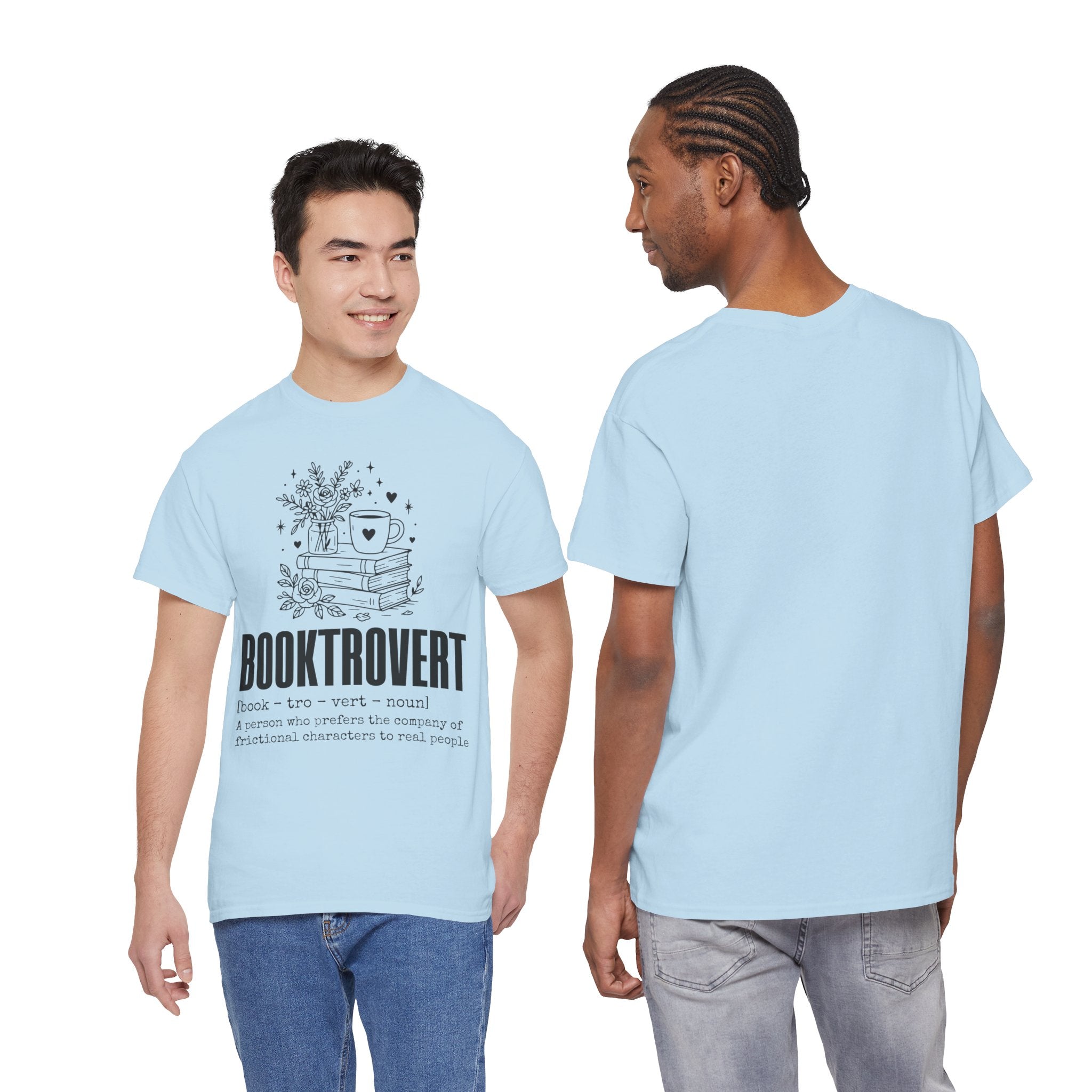 Booktrovert Graphic Tee — "Booktrovert" Definition, Books & Coffee Design Unisex Cotton Tee