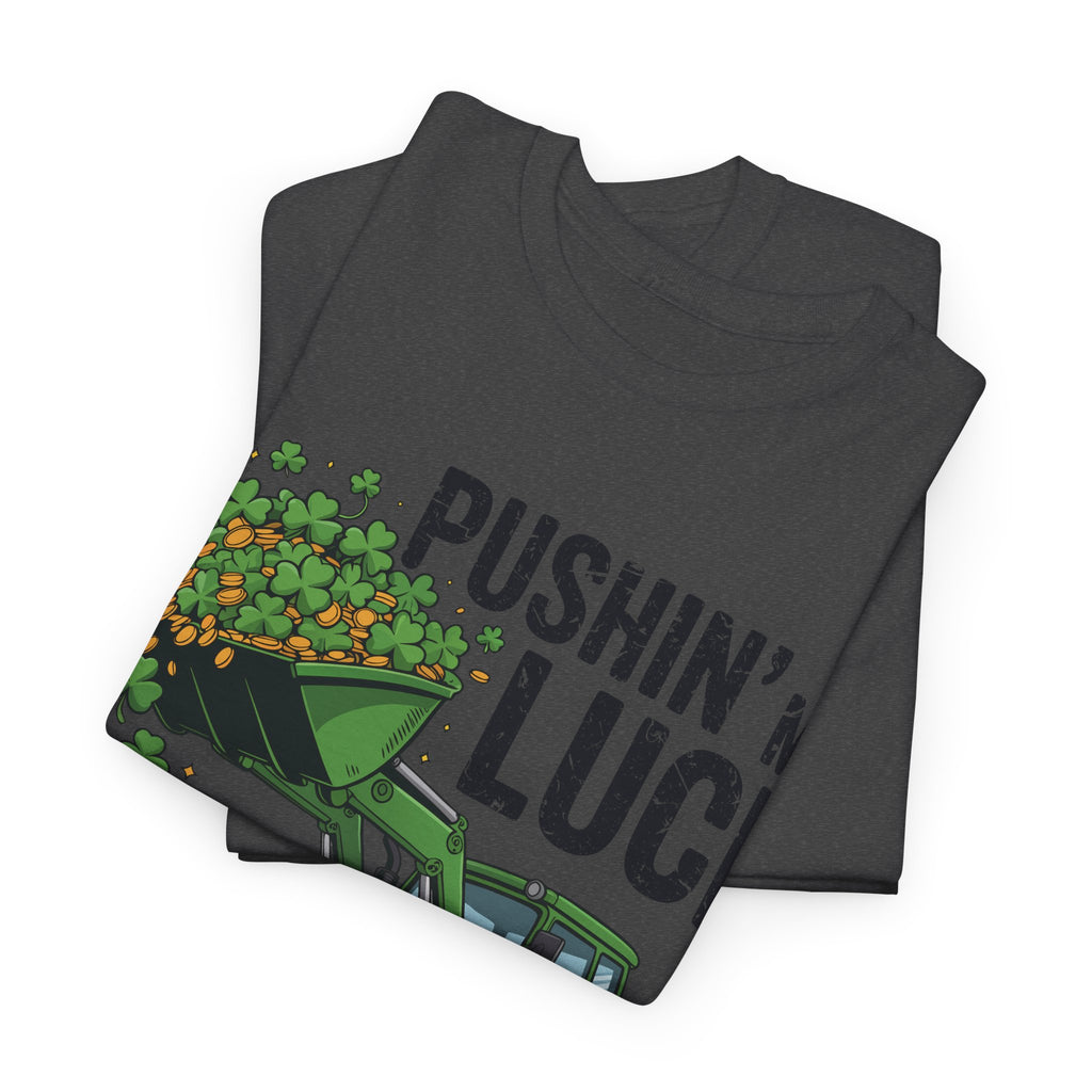 Pushin' My Luck Shamrock Tractor Tee — St. Patrick's Day Unisex Cotton T-Shirt