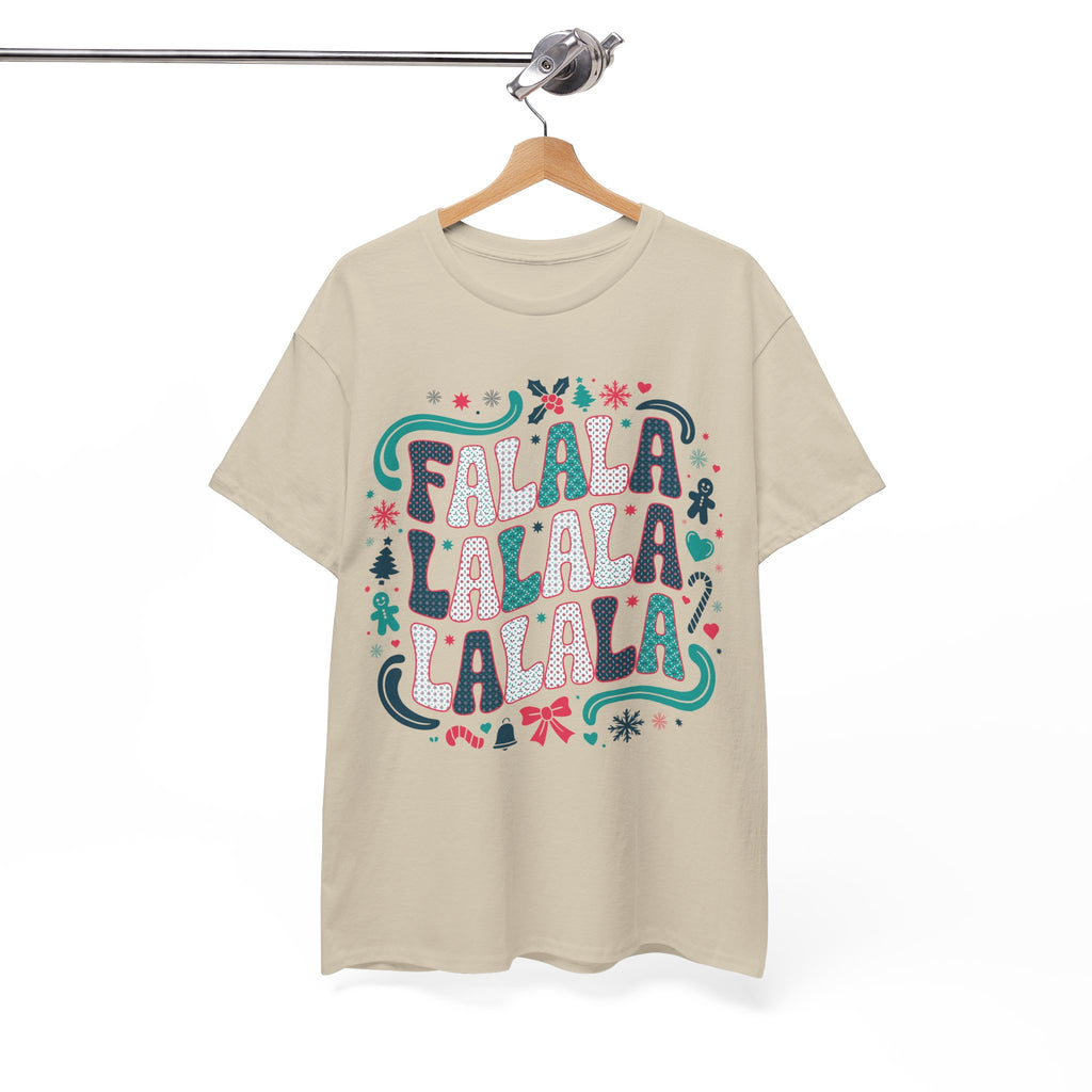 Fa La La La La Christmas T-Shirt — Festive Candy Cane & Gingerbread Holiday Unisex Cotton Tee