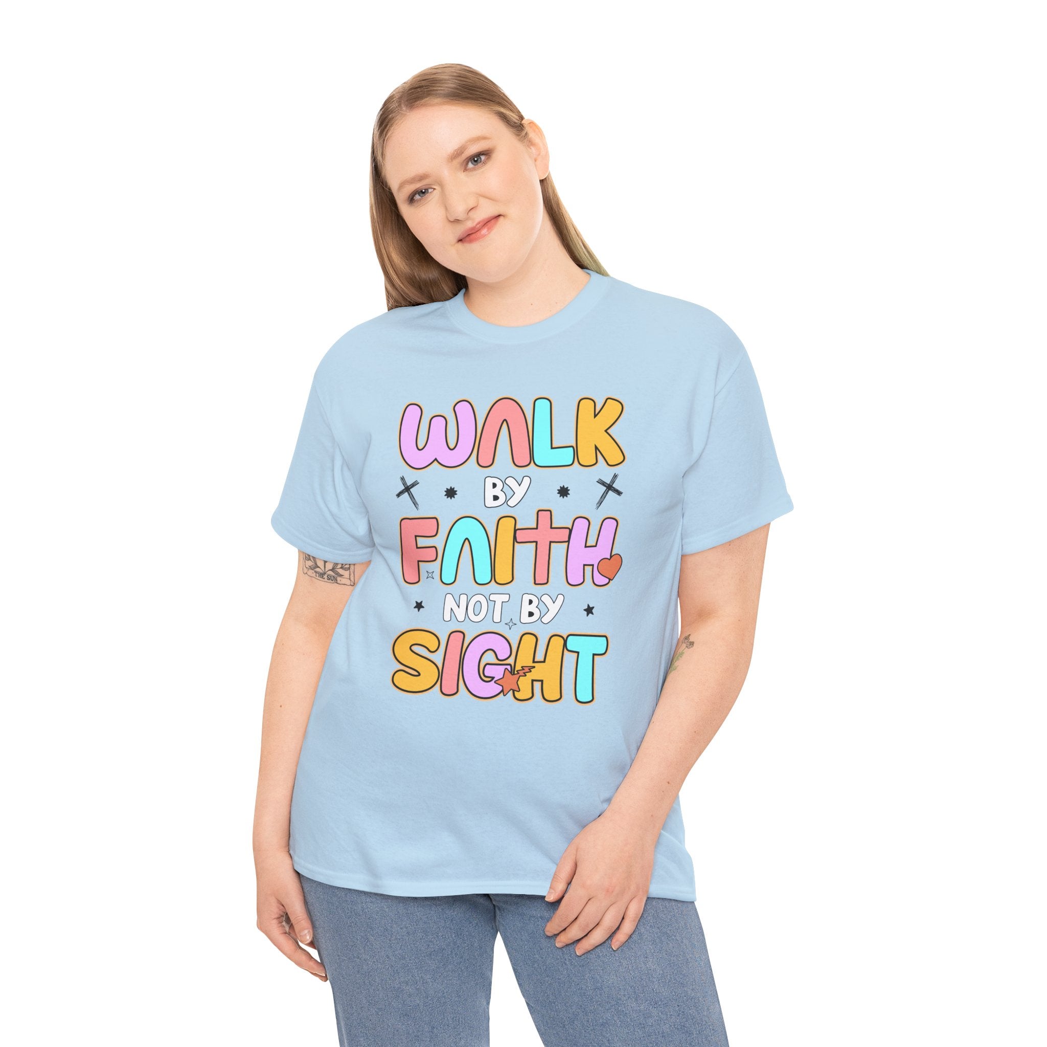 Walk by Faith Not by Sight T-Shirt — Pastel Christian Faith Unisex Cotton Tee