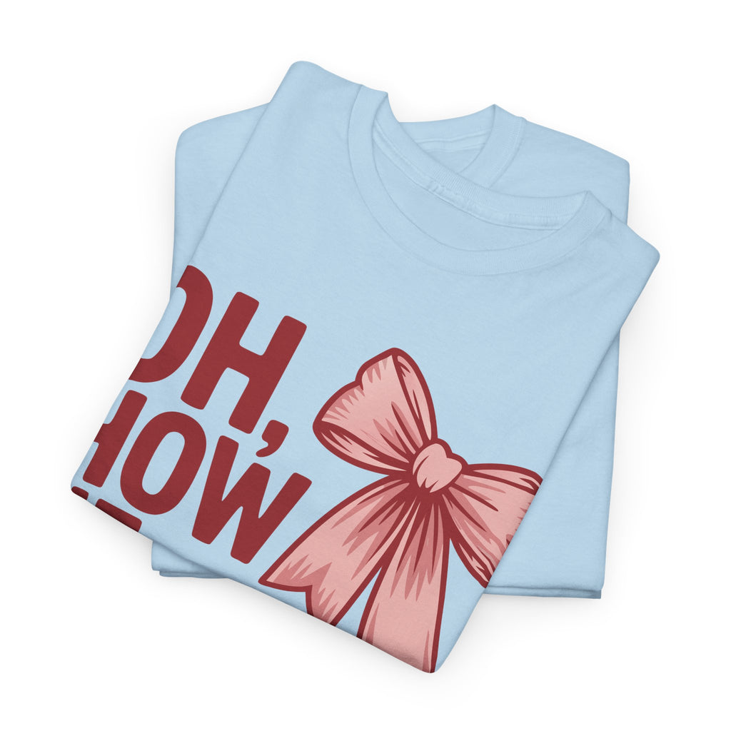 Oh, How He Loves Us Christian Valentine Tee — 1 John 4:10 Red & Pink Unisex Cotton Tee