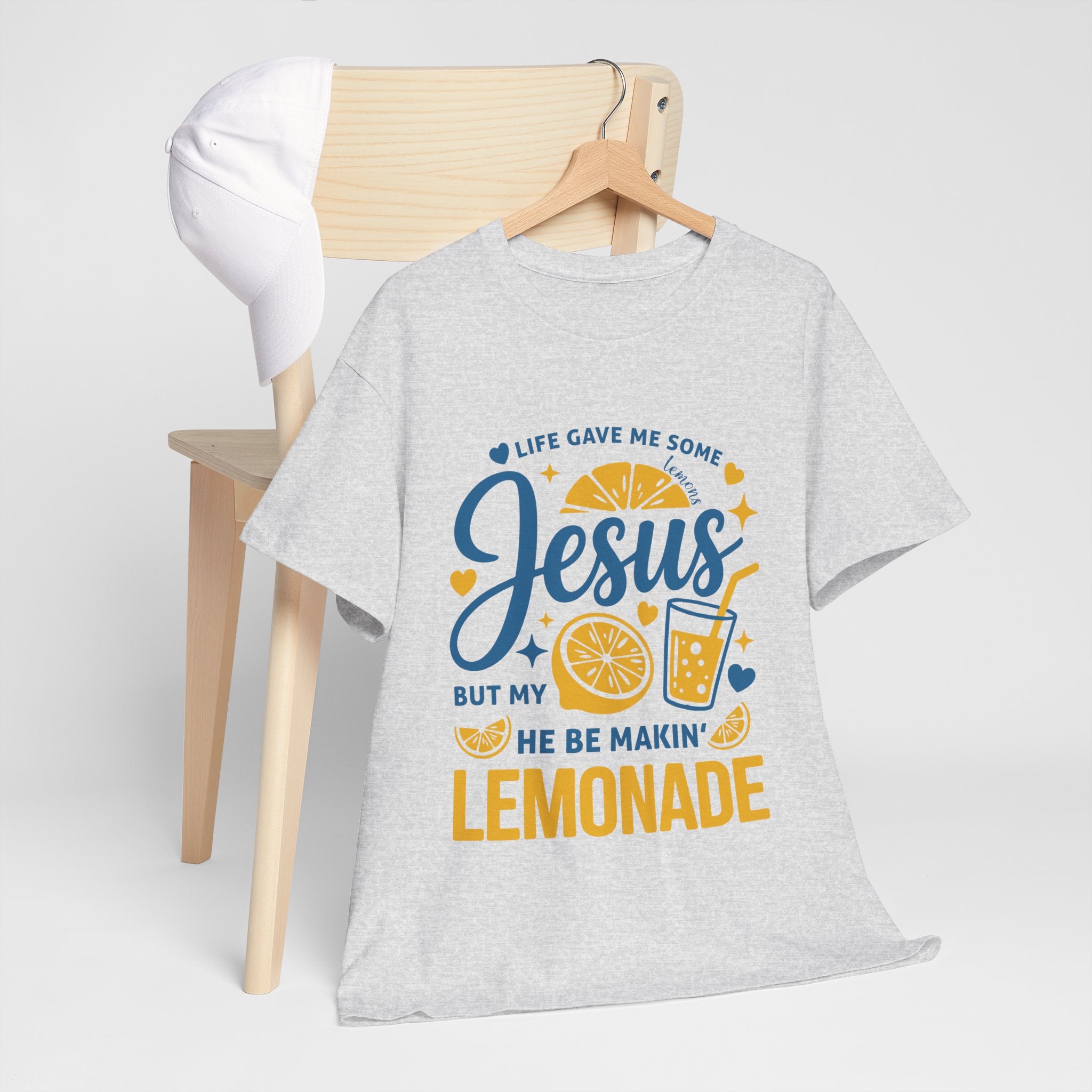 Christian Lemonade T-Shirt — “Life gave me some lemons but my Jesus He be makin’ lemonade”. Unisex Cotton Tee