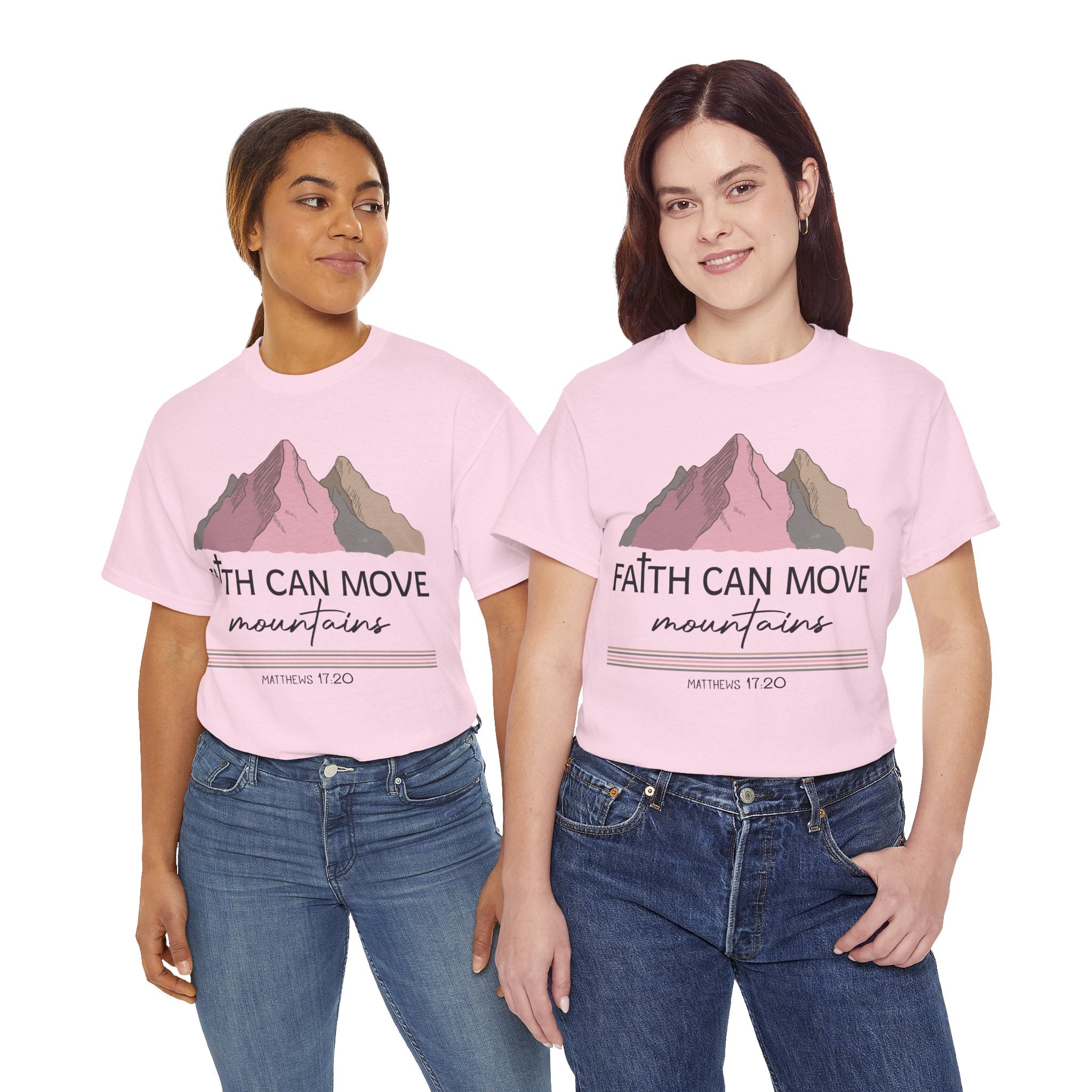 Faith Can Move Mountains Mountain Tee — Pastel Inspirational Christian Unisex Cotton T-Shirt