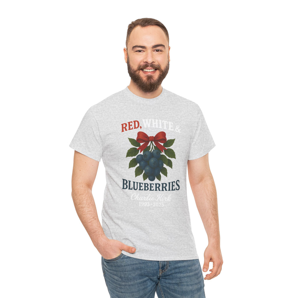 Red, White & Blueberries T-Shirt — Patriotic Blueberry Graphic Unisex Cotton Tee