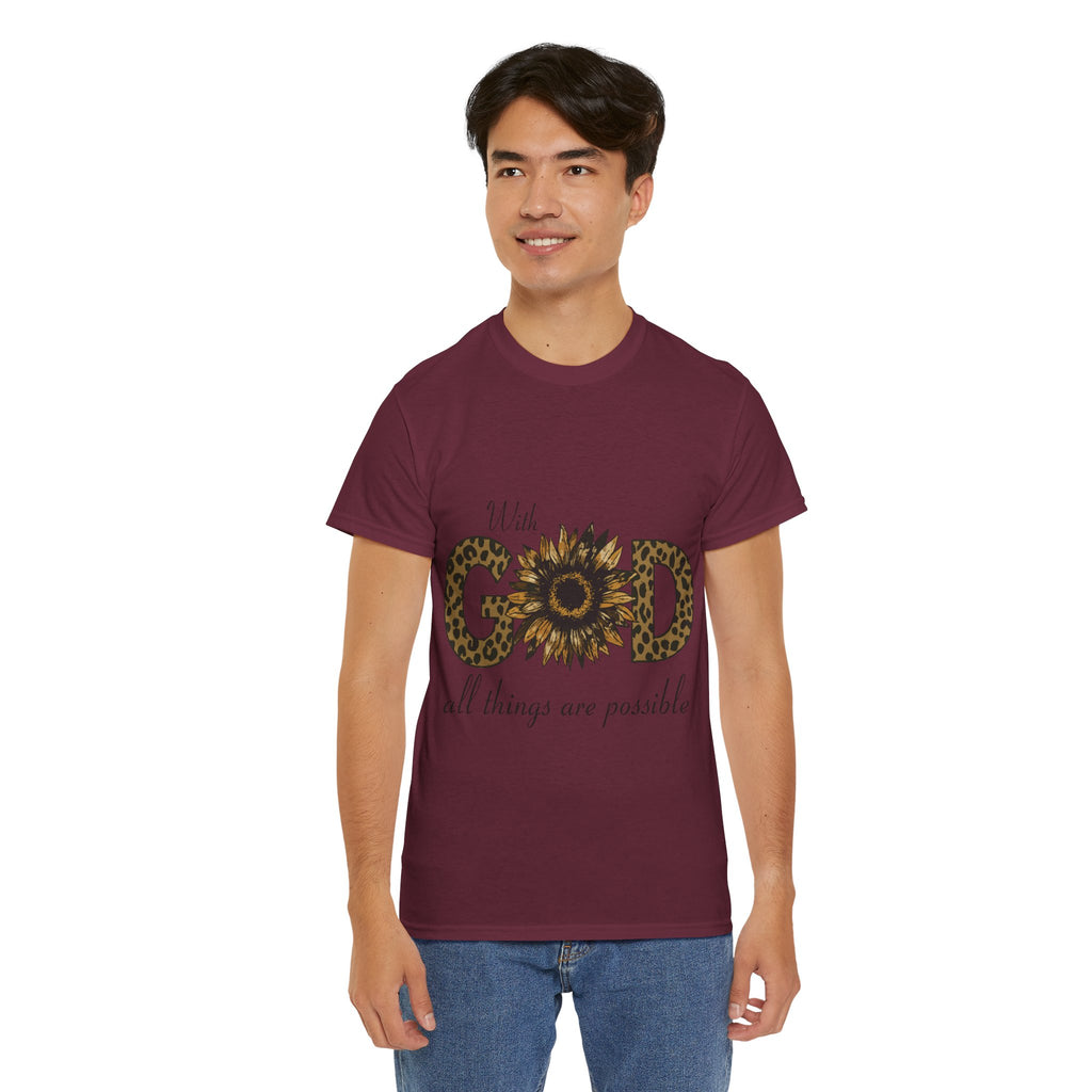 GOD Leopard Print Sunflower Unisex Cotton Tee