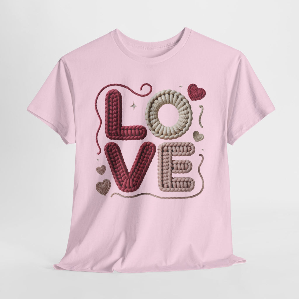 LOVE Faux Yarn Heart Unisex Cotton Tee