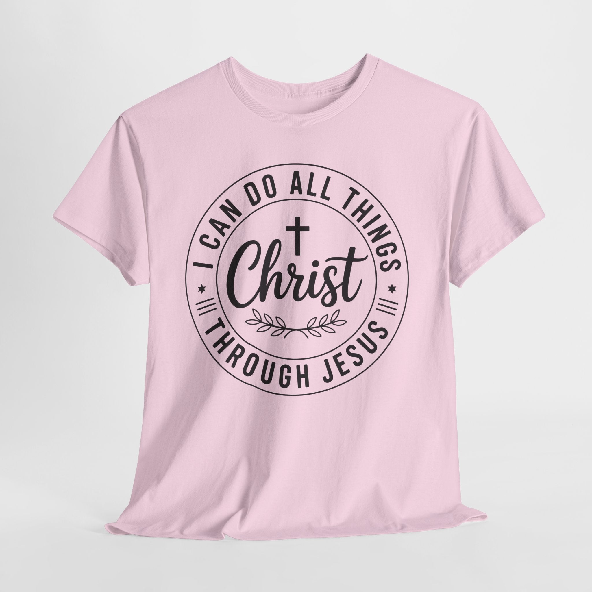 Christian Cross T‑Shirt — "I Can Do All Things Through Christ" Unisex Cotton tee