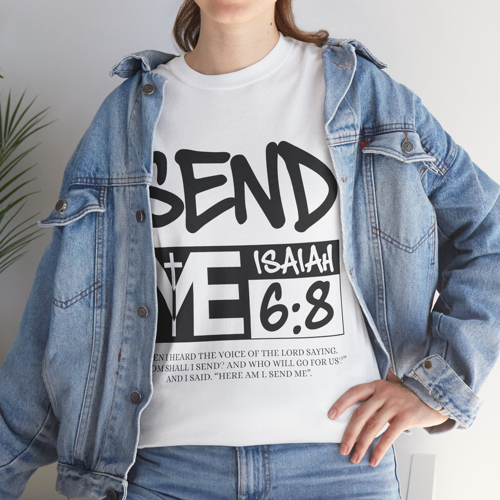 Send Me Isaiah 6:8 Christian T-Shirt — Cross Faith Unisex Cotton Tee