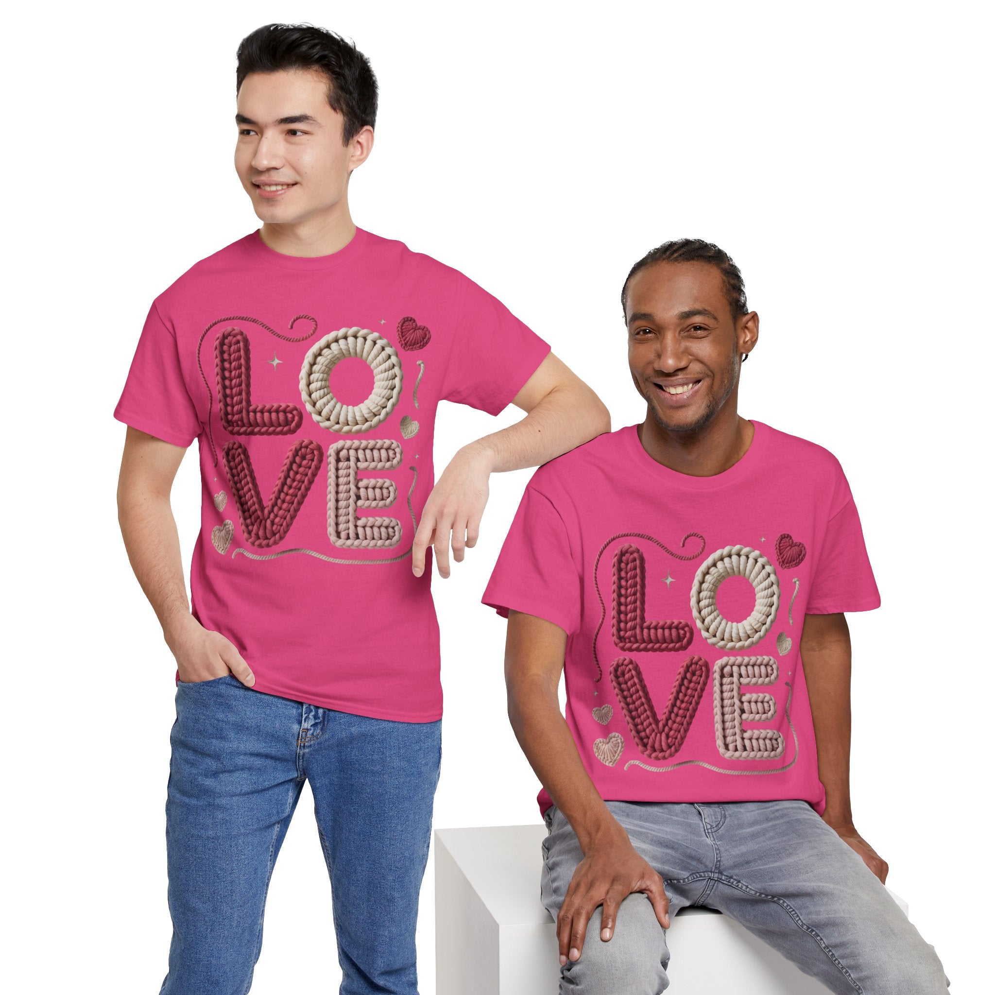 LOVE Faux Yarn Heart Unisex Cotton Tee