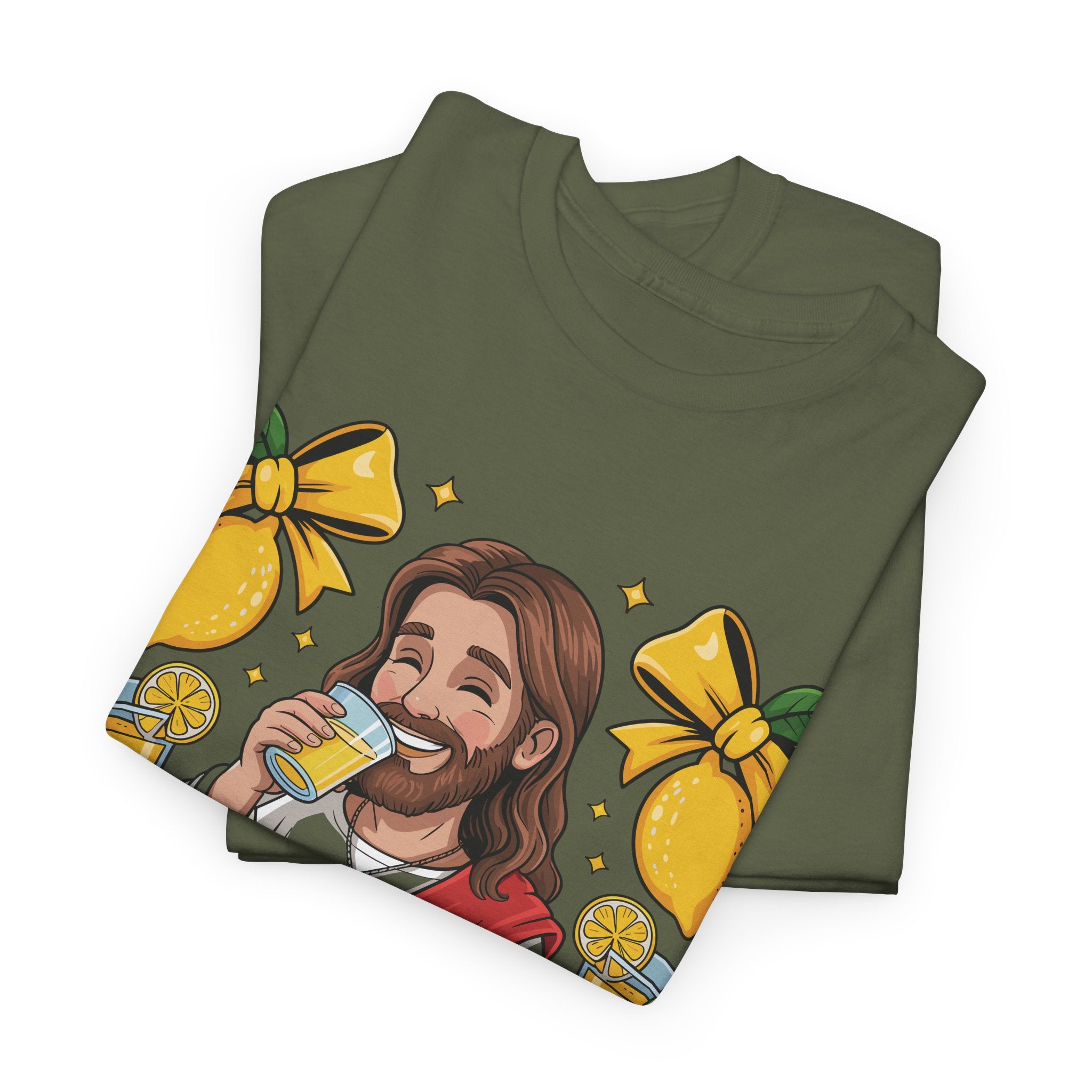 Jesus Drinking Lemonade T-Shirt — "Life Gave Me Some Lemons" Christian Unisex Cotton Tee
