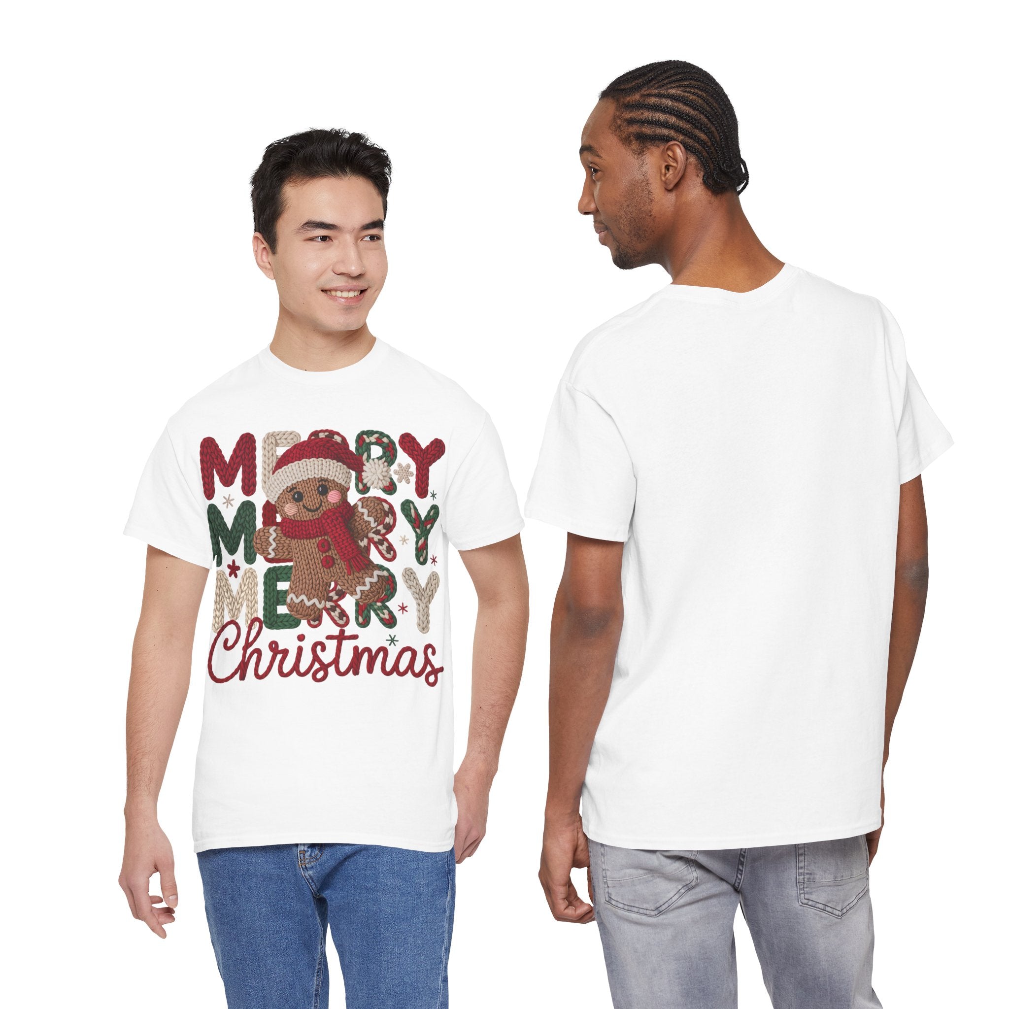 Merry Merry Merry Christmas Gingerbread Unisex Cotton Tee