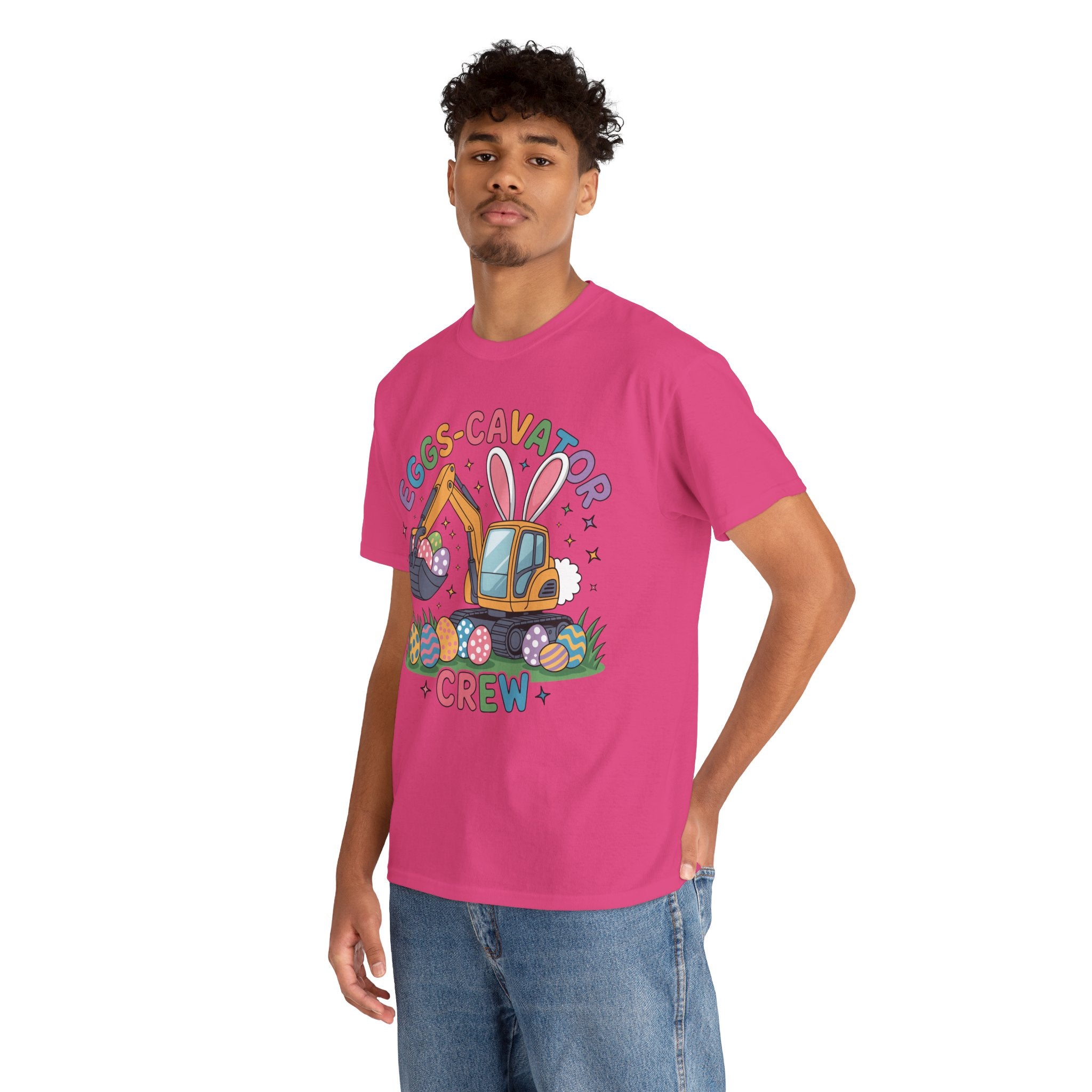 Easter 'Eggs-cavator Crew' Kids Tee — Excavator Bunny & Eggs Unisex Cotton Tee