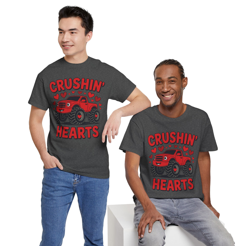 Crushin’ Hearts Valentine Monster Truck Unisex Cotton Tee