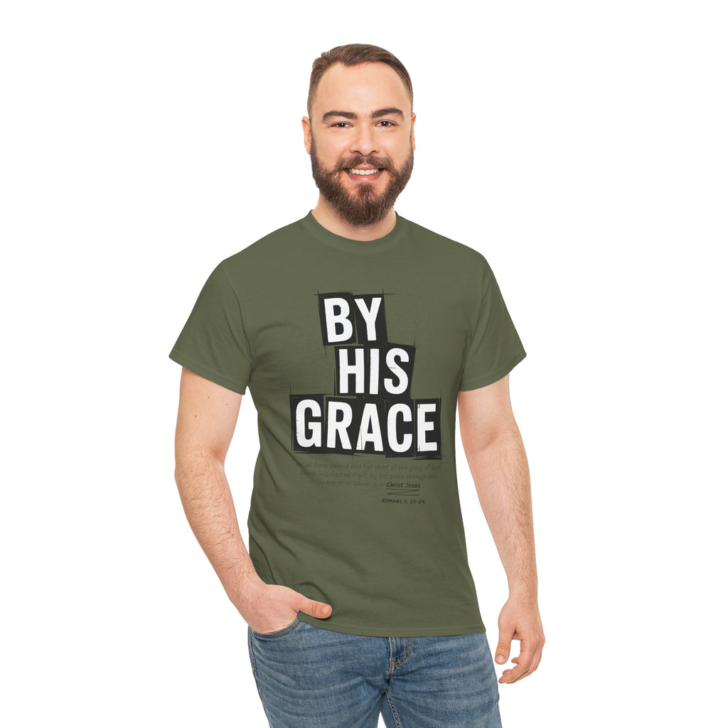 By His Grace tee — Minimalist Faith Christian Unisex Cotton T-Shirt