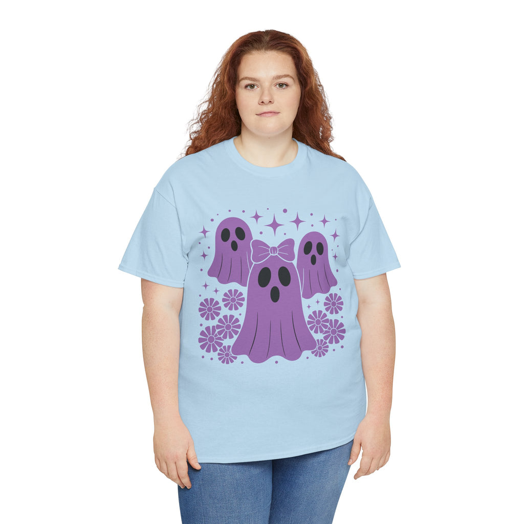 Purple Ghost Halloween Unisex Cotton Tee