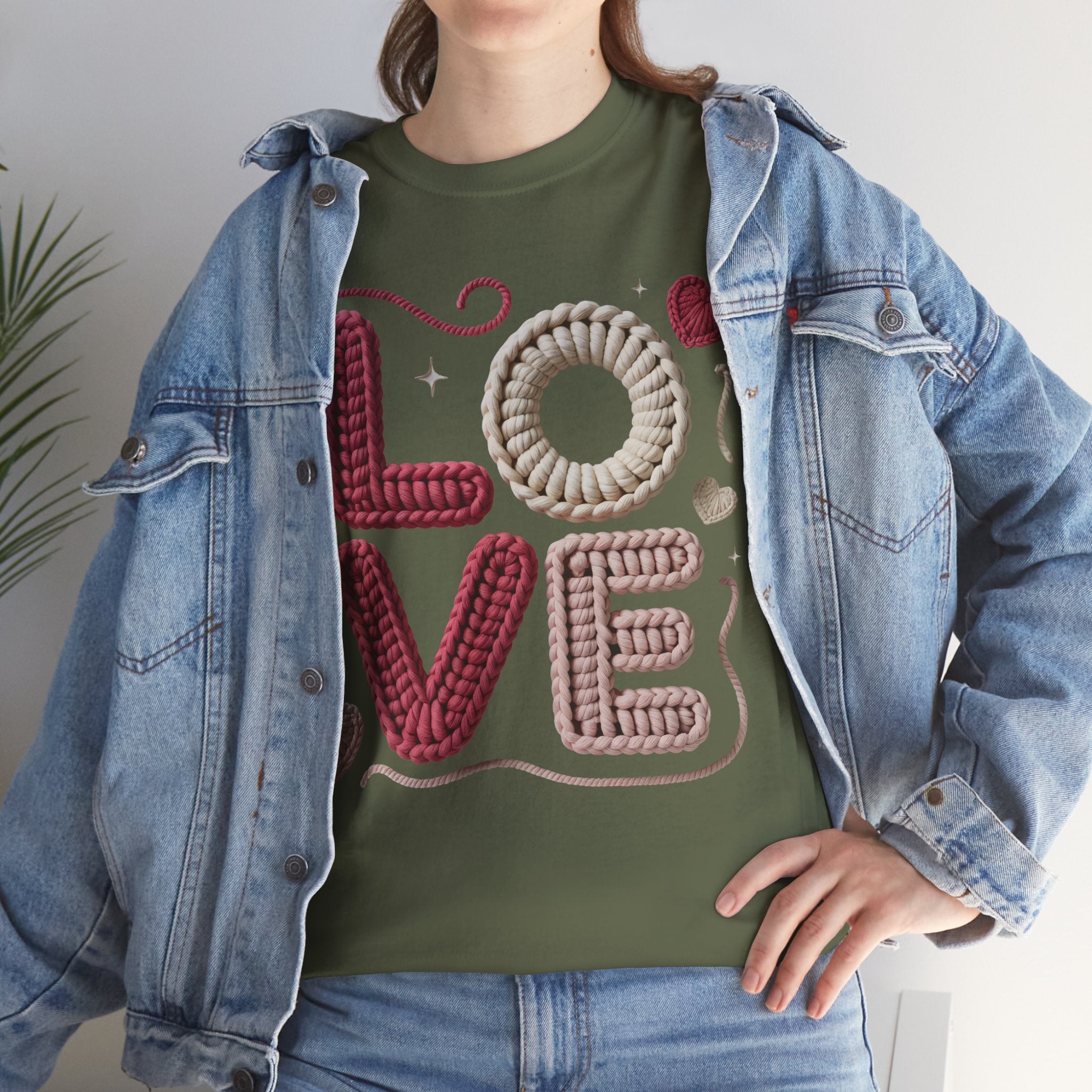 LOVE Faux Yarn Heart Unisex Cotton Tee