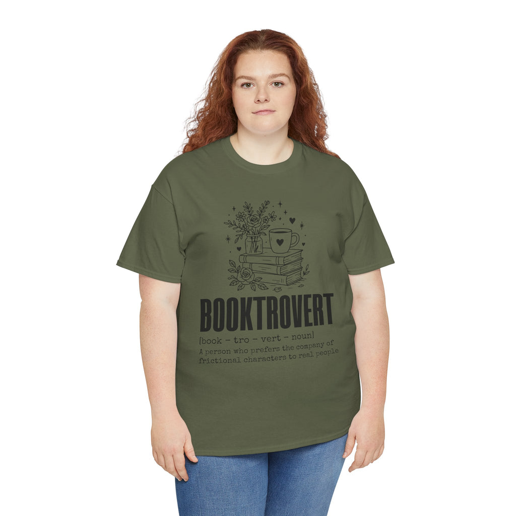 Booktrovert Graphic Tee — "Booktrovert" Definition, Books & Coffee Design Unisex Cotton Tee