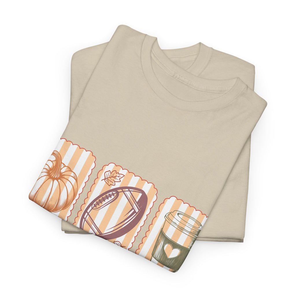 Tis the Season Pumpkin, Football & Coffee Fall Unisex Cotton T-Shirt