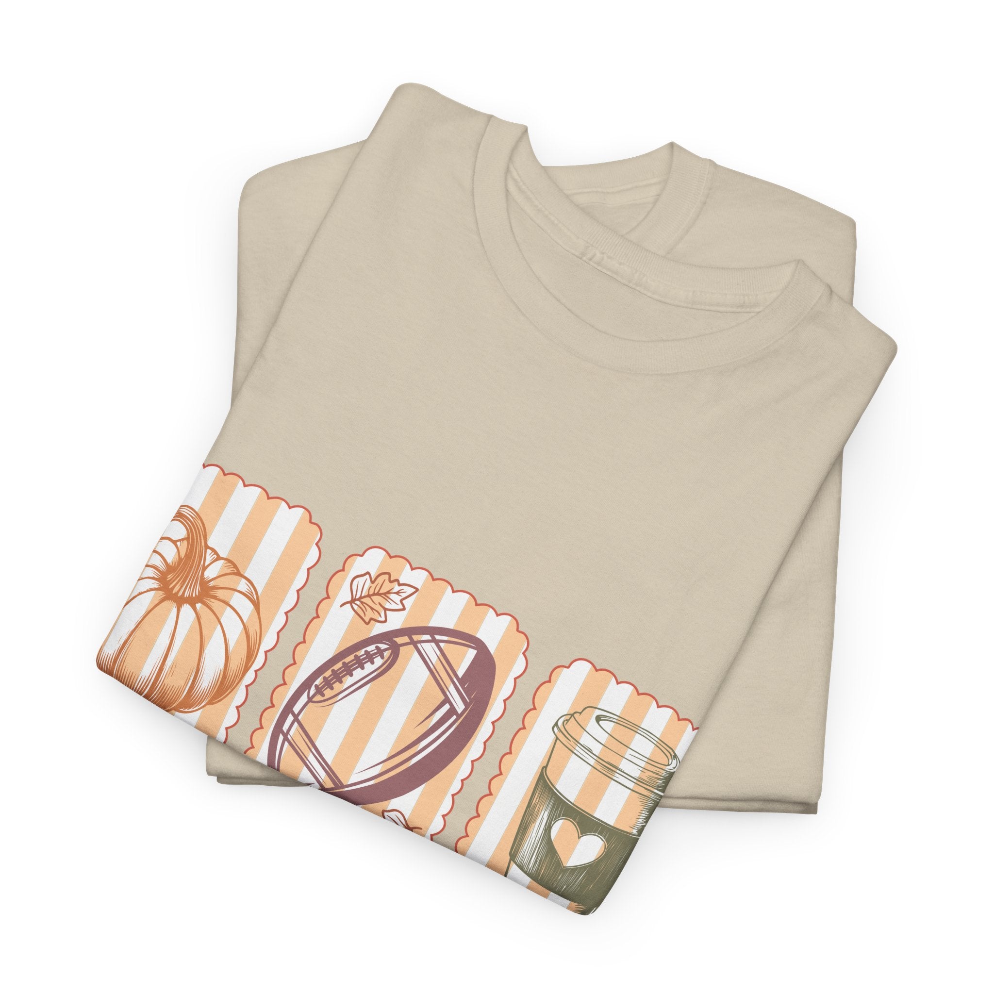 Tis the Season Pumpkin, Football & Coffee Fall Unisex Cotton T-Shirt
