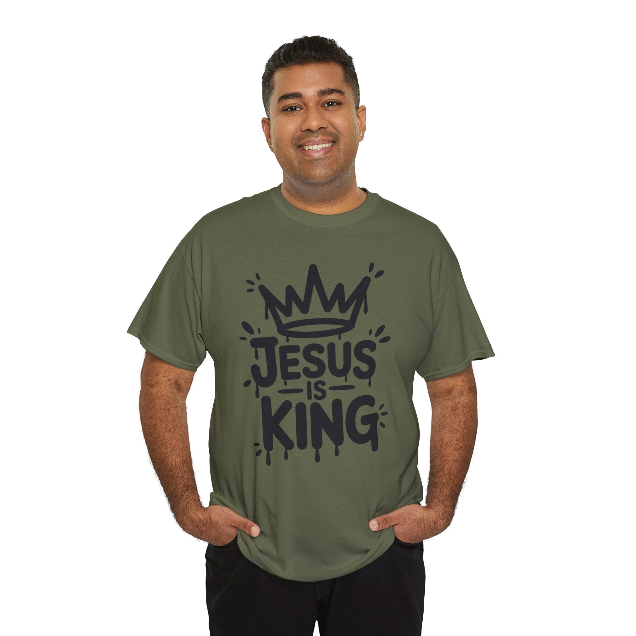 Jesus Is King Crown T-Shirt — Minimalist Christian Unisex Cotton Tee
