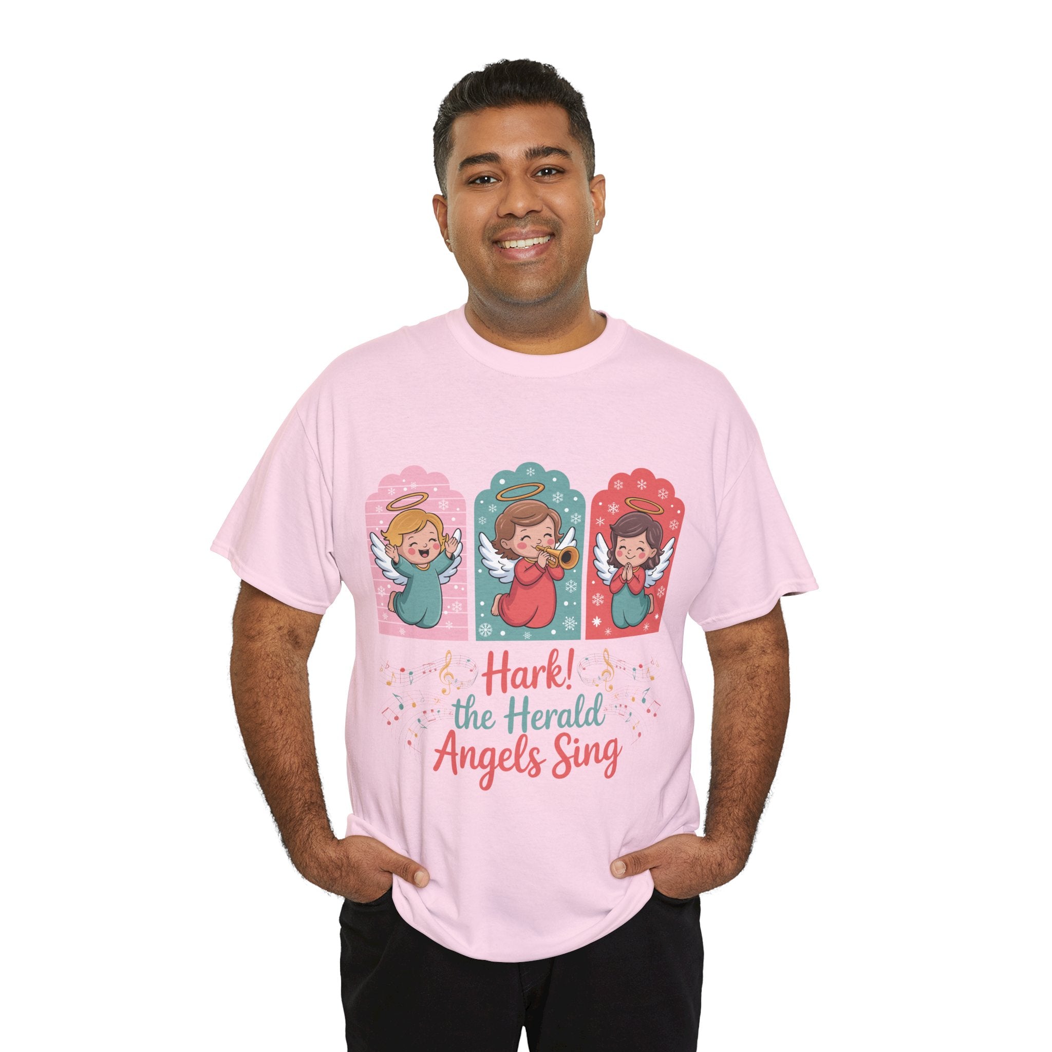 Hark! The Herald Angels Sing Tee — Three Singing Angels Christmas Unisex Cotton T-Shirt