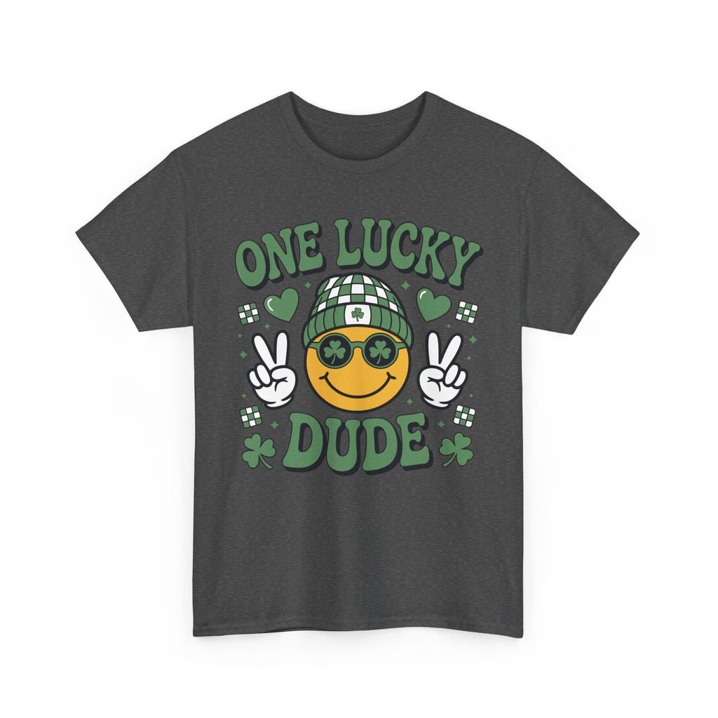 One Lucky Dude Shamrock Tee — St. Patrick's Day Smiley Unisex Cotton Tshirt