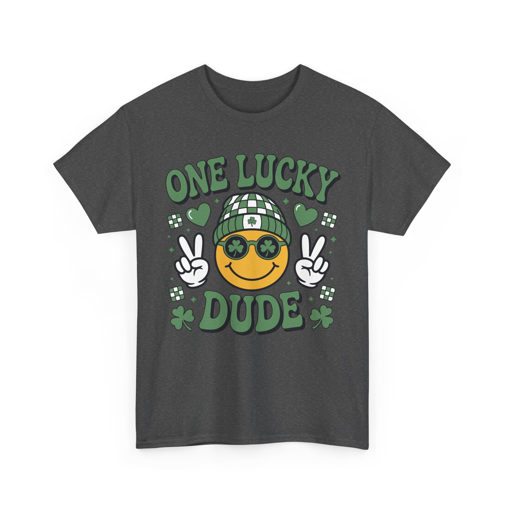 One Lucky Dude Shamrock Tee — St. Patrick's Day Smiley Unisex Cotton Tshirt
