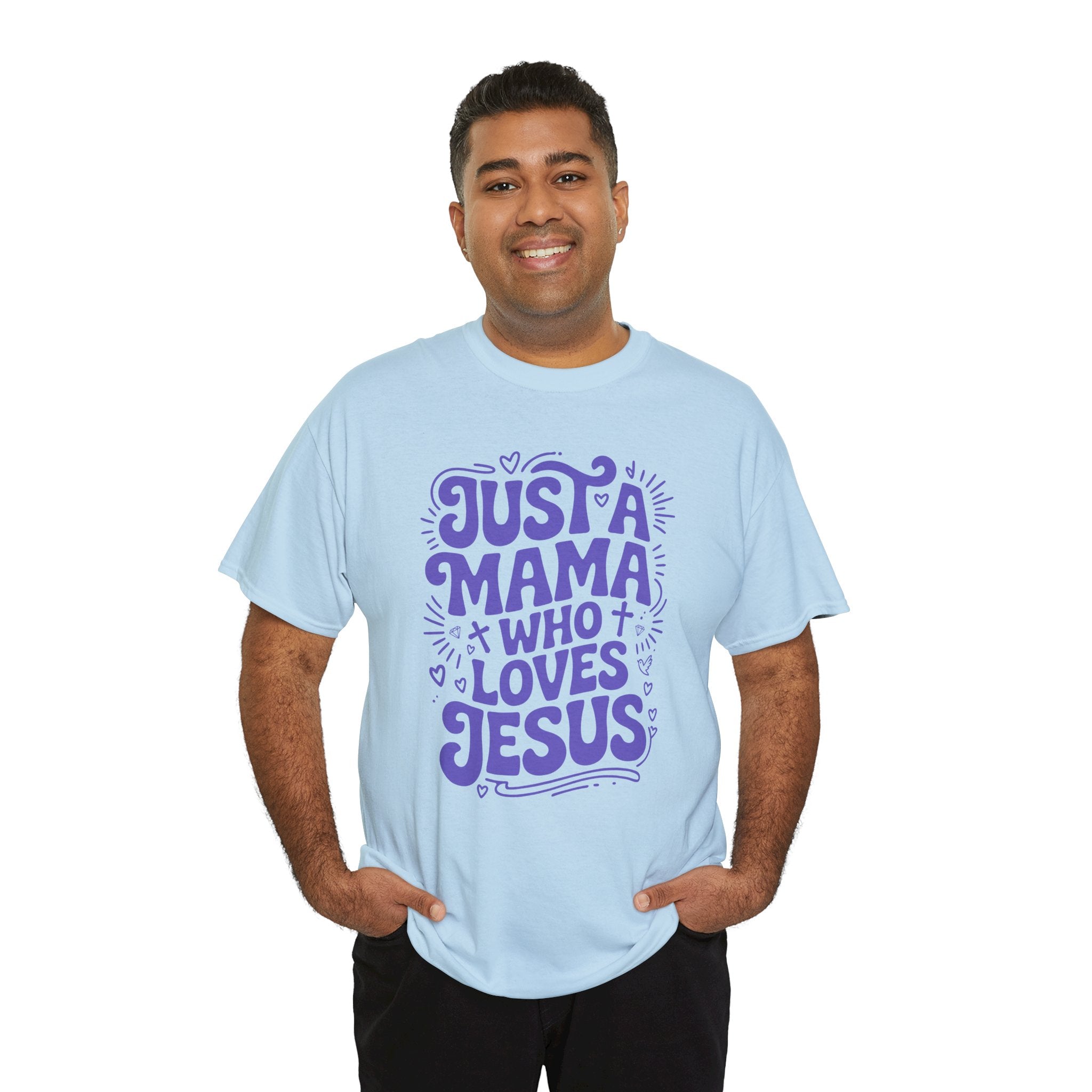 Mama Who Loves Jesus T-Shirt — Bright Green Bubbly Faith Unisex Cotton Tee